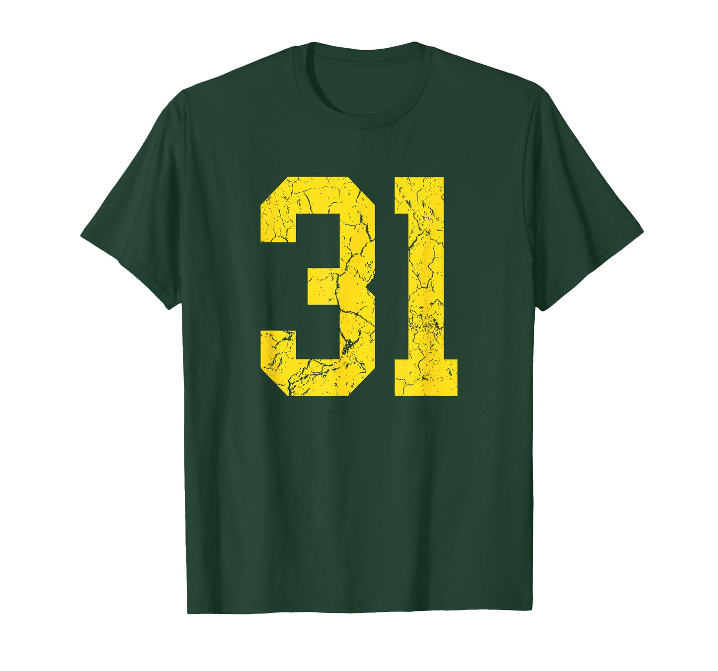 Distressed Bright Gold Number 31 Jersey Player Uniform #31 T-Shirt