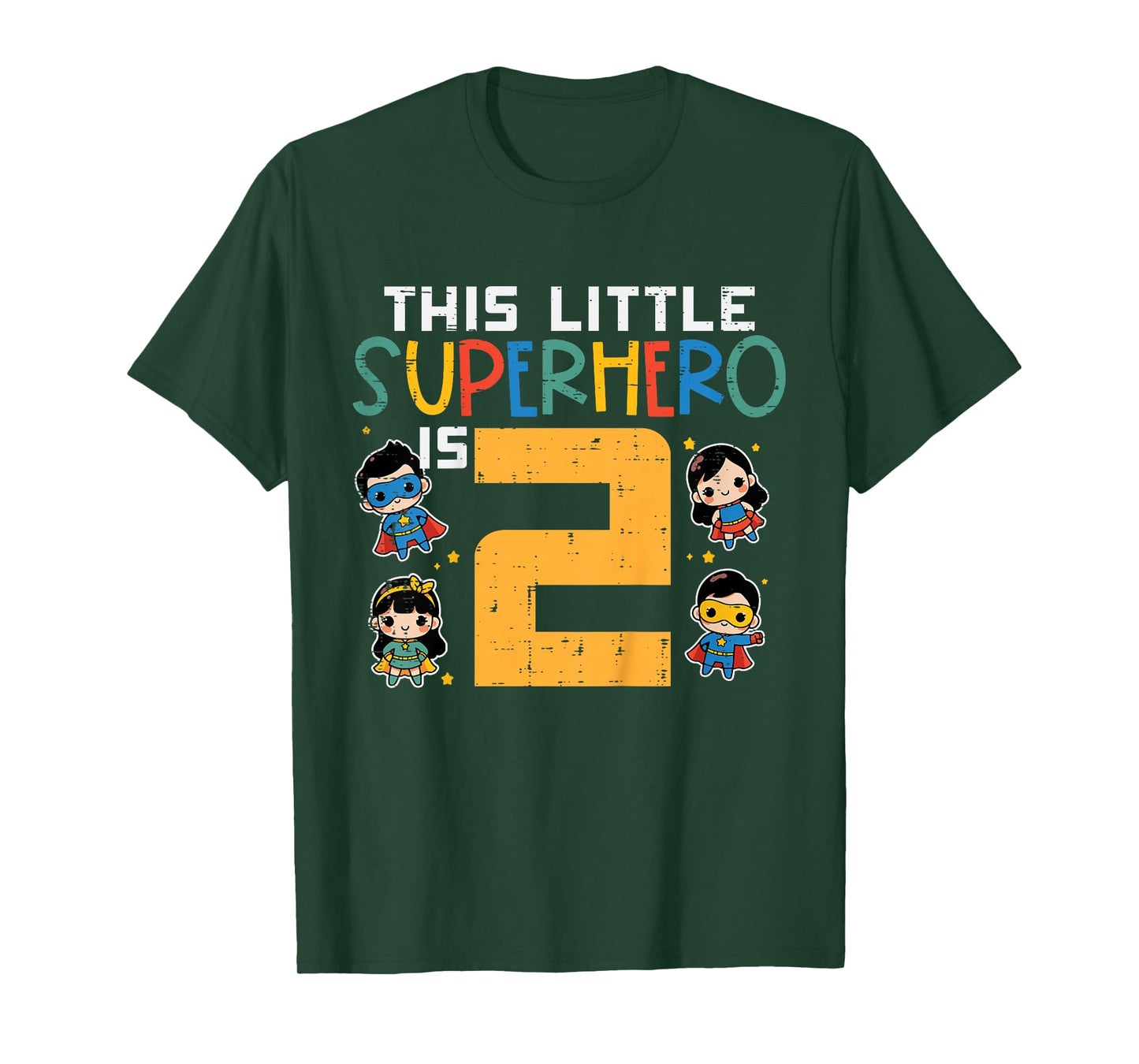 This Little Superhero Is 2 2nd Birthday Hero Bday Boys Girls T-Shirt