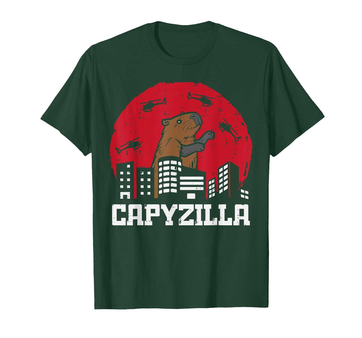 Capybara Monster Capyzilla Funny Capy Rodent Men Women Kids T-Shirt