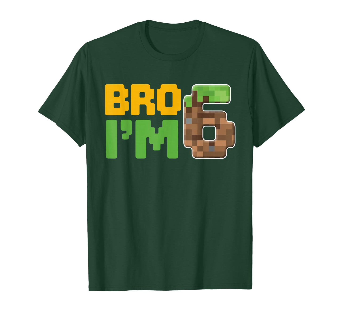 Boys Kids 6th Birthday Boy Bro I’m 6 Year Old Gamer Pixel T-Shirt