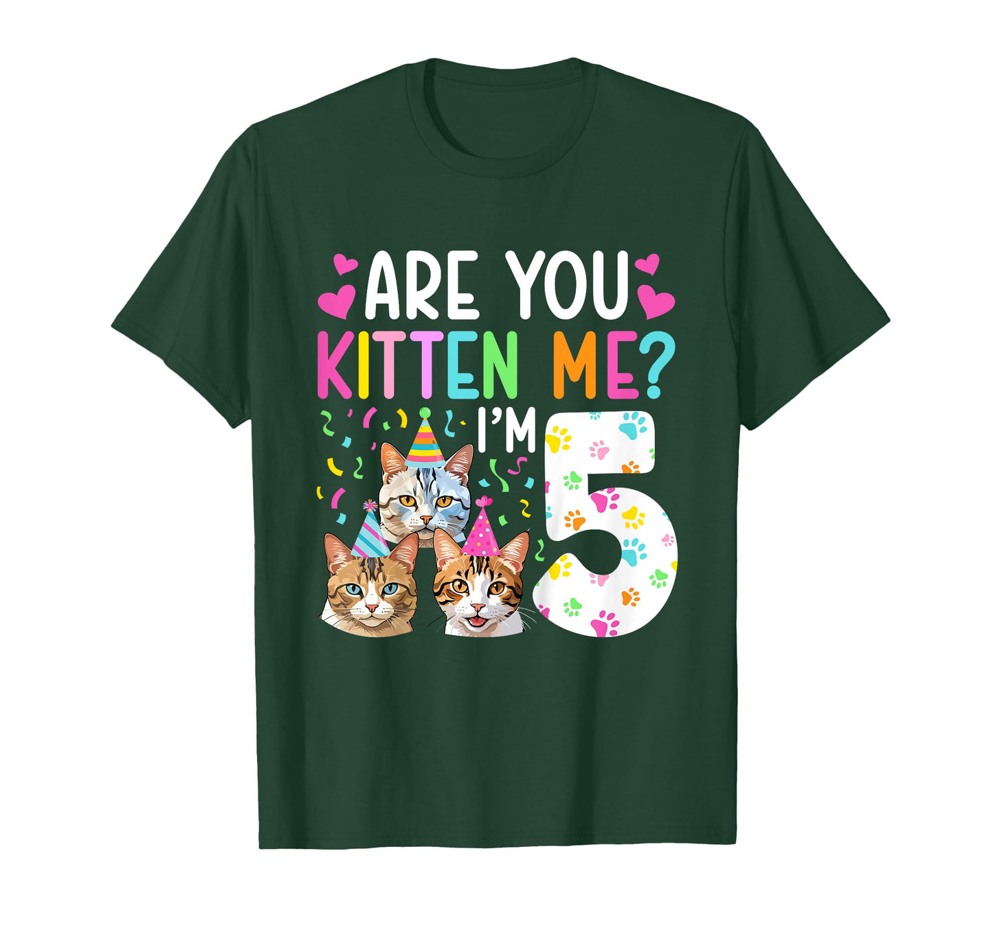 5th Cat Birthday Party 5 Year Old Girl Kitten Birthday T-Shirt