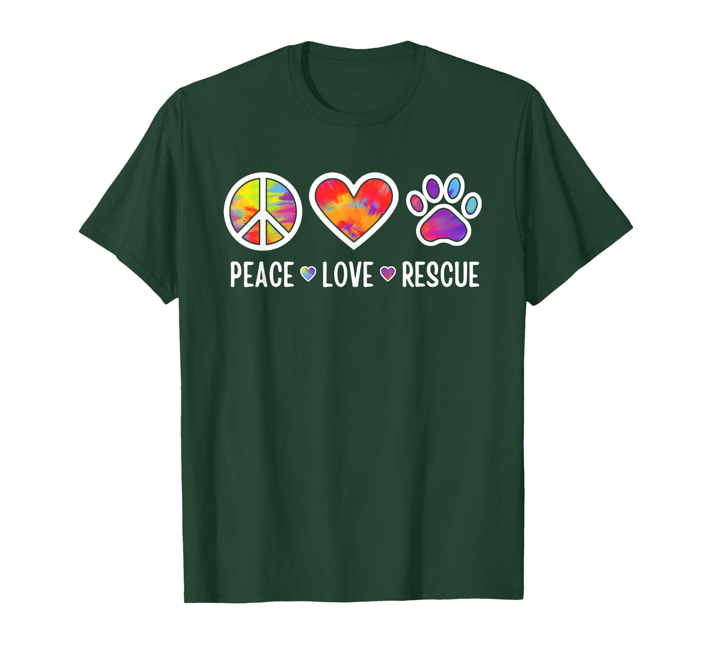 Peace Love Rescue Dogs Puppy Cute Paw Dog Lover Tie Dye T-Shirt