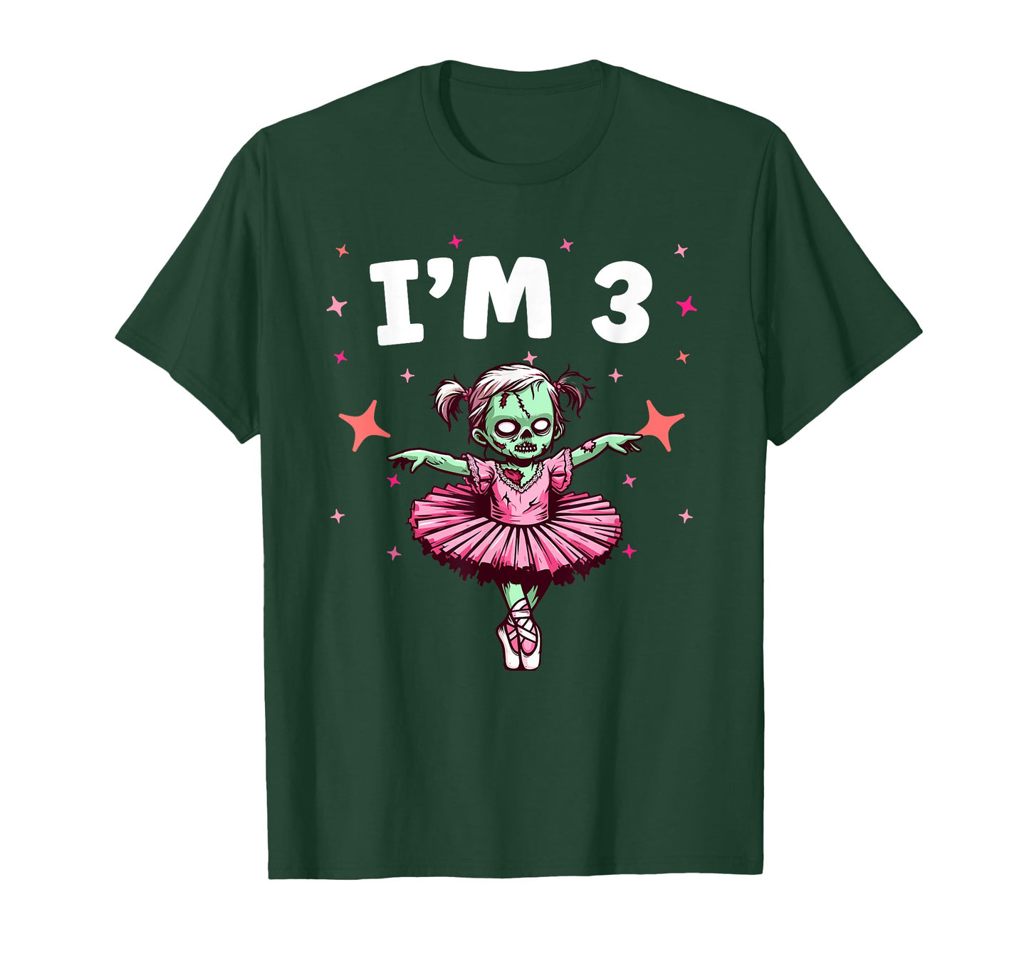 Ballerina Zombie Birthday 3rd Birthday Party I'm 3 T-Shirt