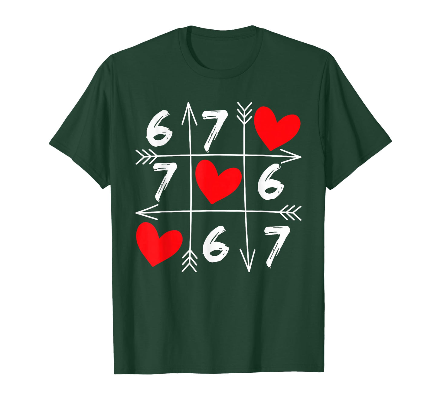 Six Seven 67 Meme 6 7 Valentines Day Heart Men Women Kids T-Shirt