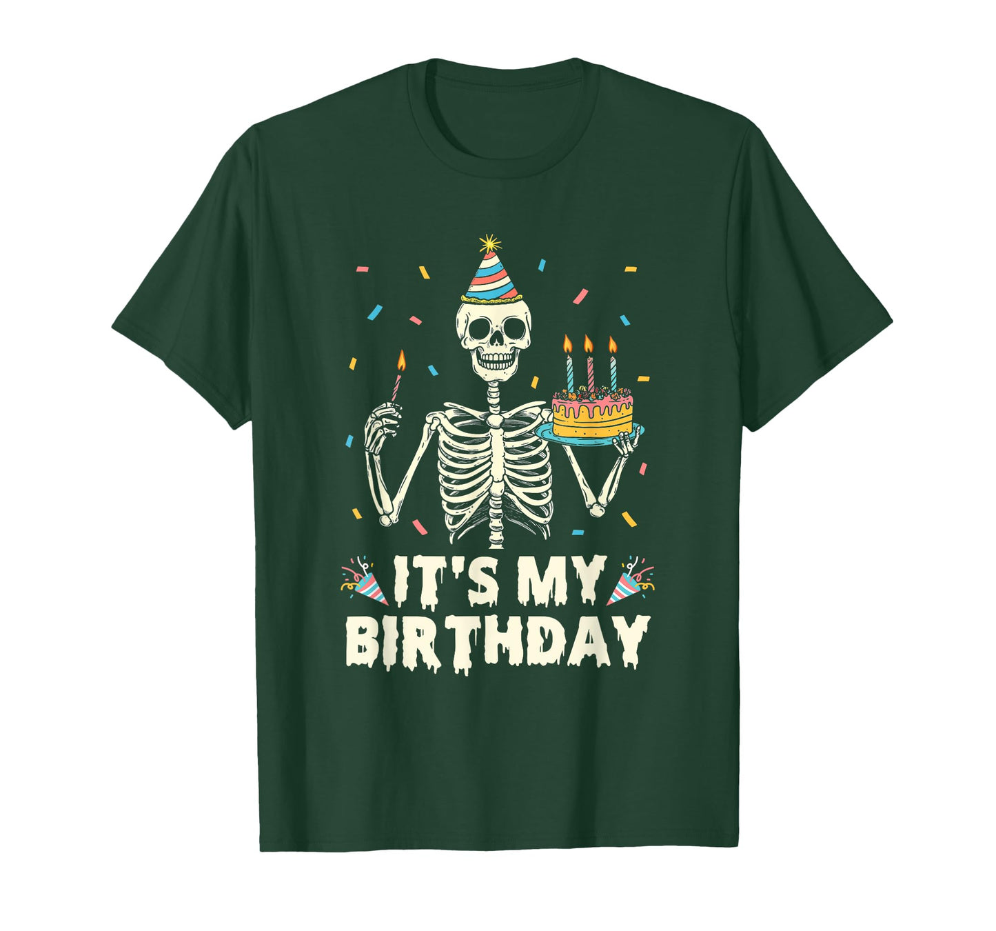 Skeleton It's My Birthday Party Happy Halloween Birthday T-Shirt