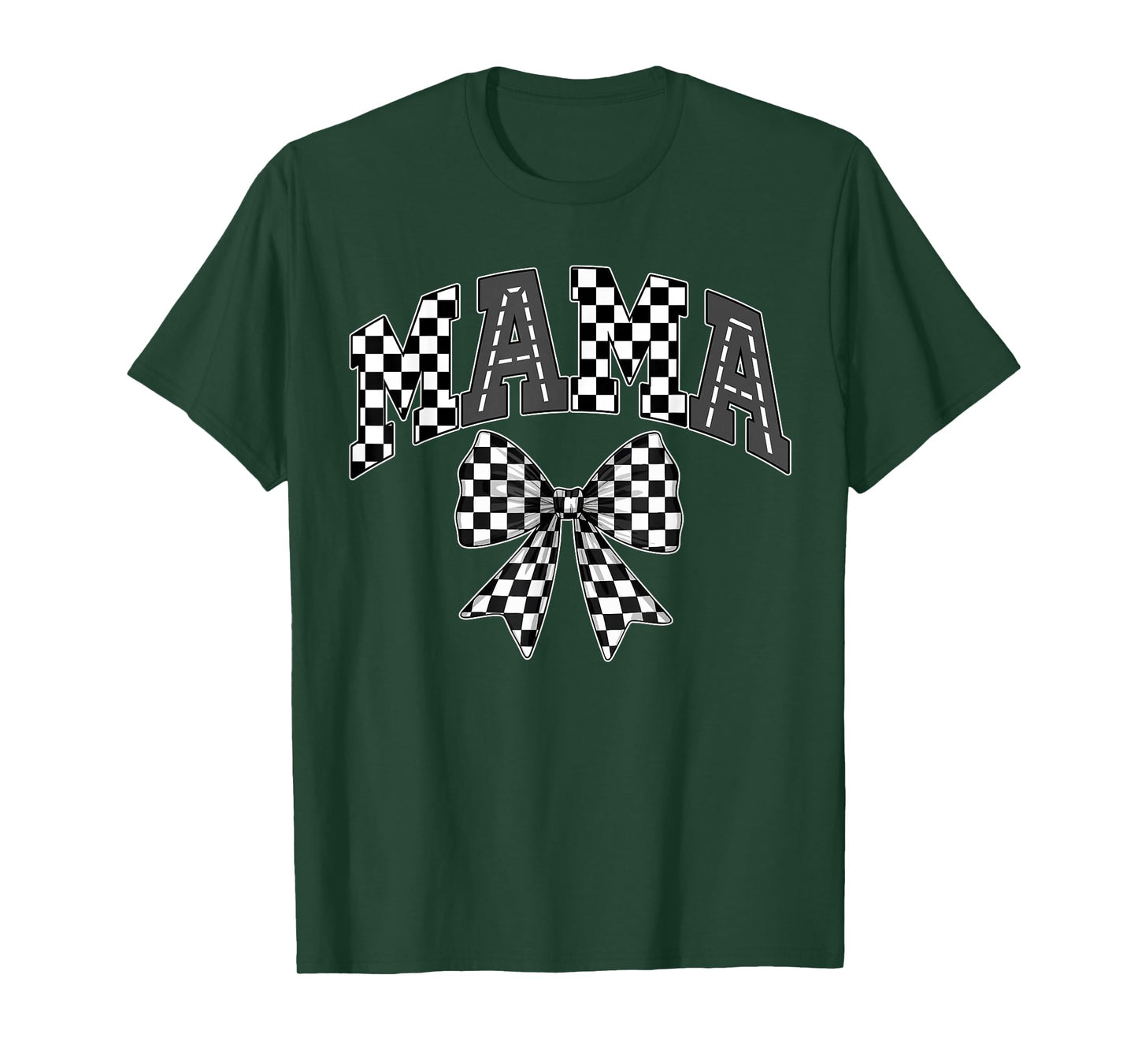 Mama Racing Race Car Checkered Family Birthday Matching T-Shirt