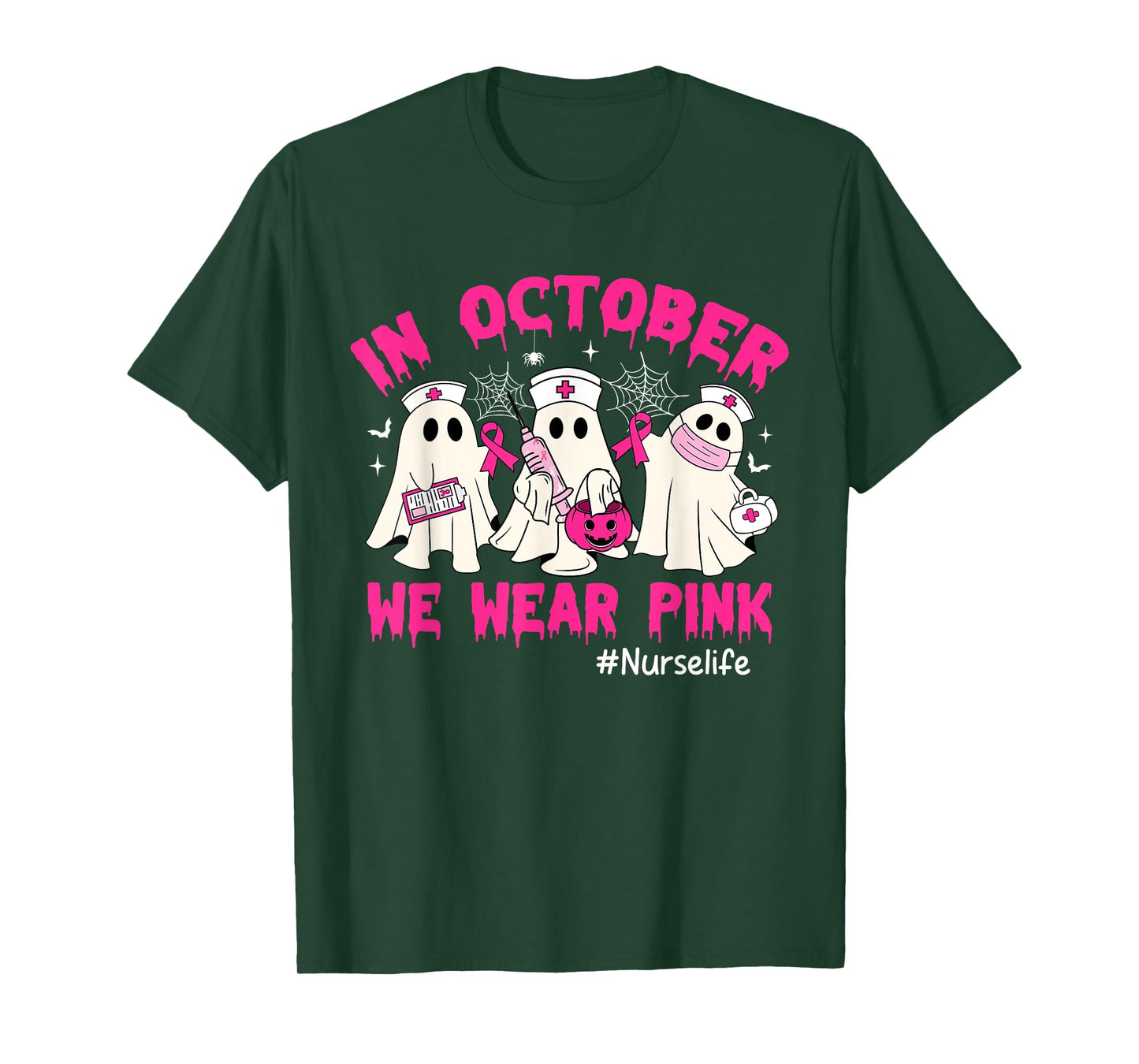 In October We Wear Pink Nurse Life Breast Cancer Awareness T-Shirt