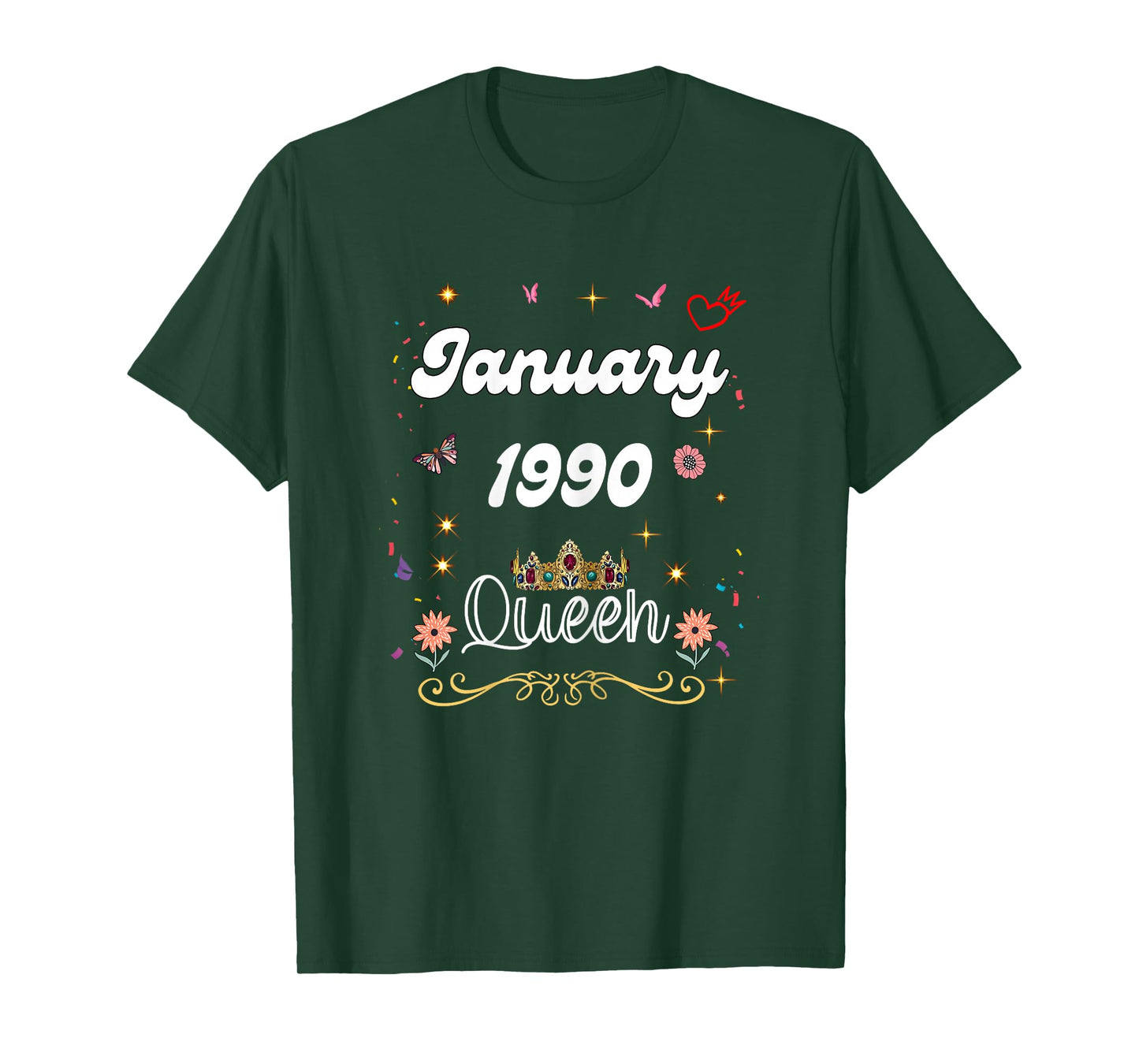 January 1990 Queen Since January 1990 Birthday Girl Women T-Shirt