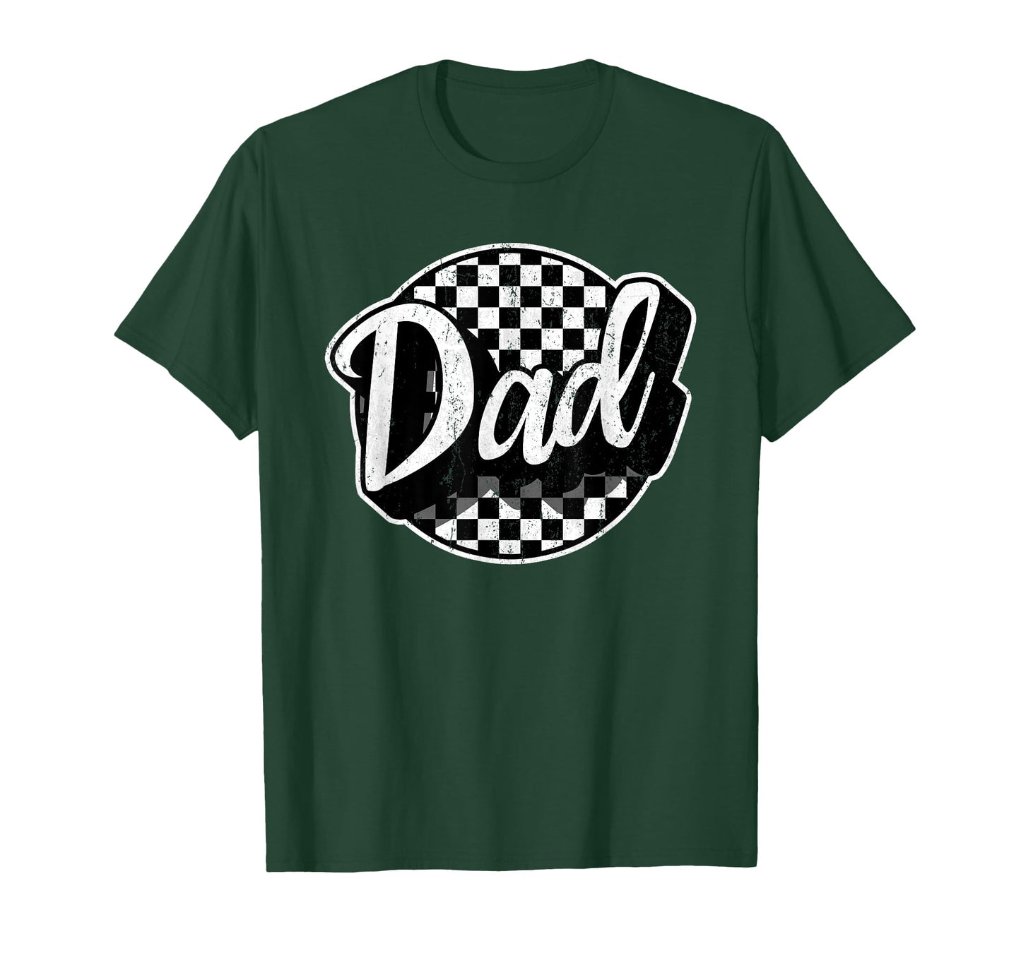 Checkered Dad Black White Funny Race Dad Father's Day T-Shirt