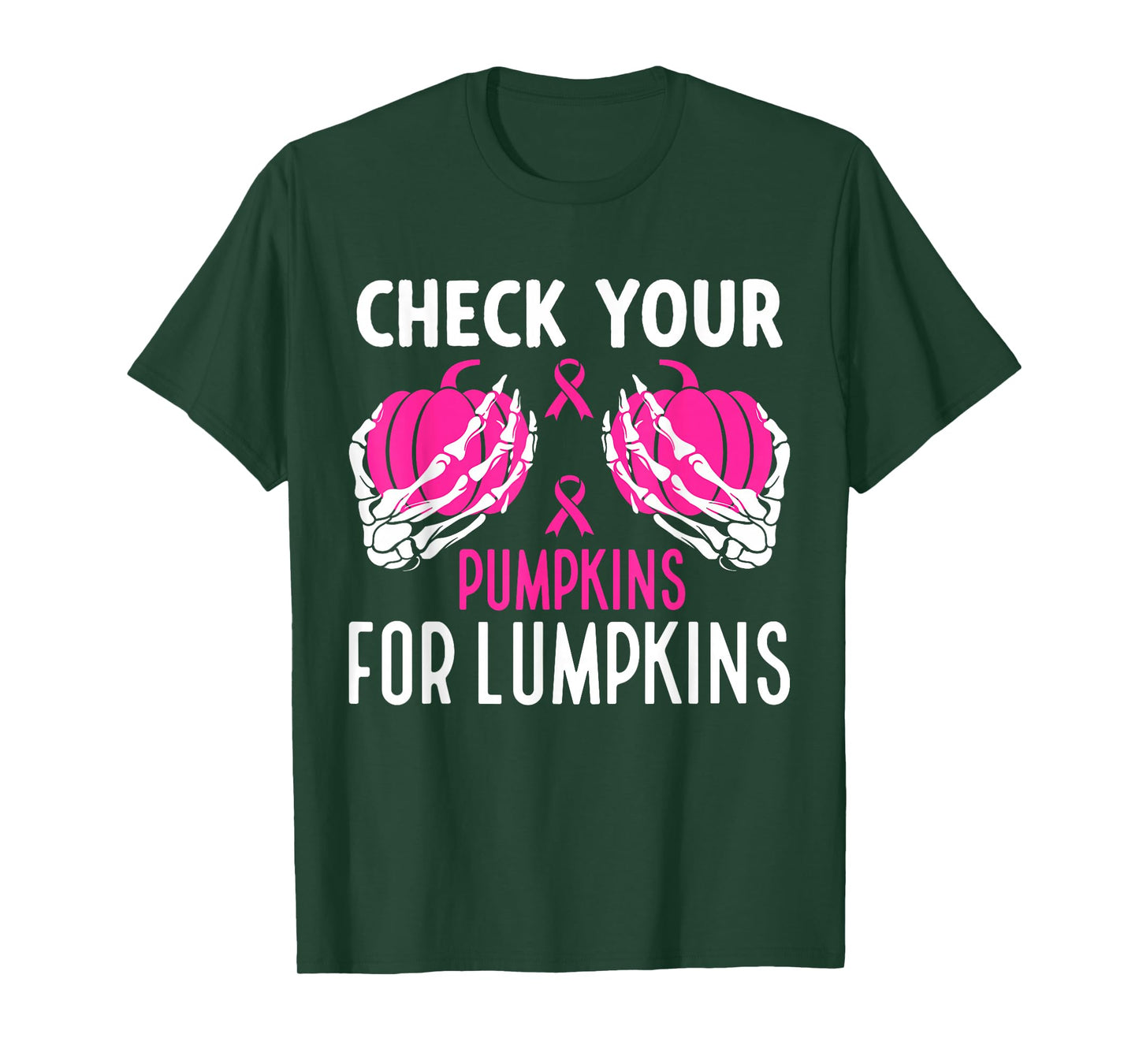Check Your Pumpkins Funny Breast Cancer Awareness Halloween T-Shirt