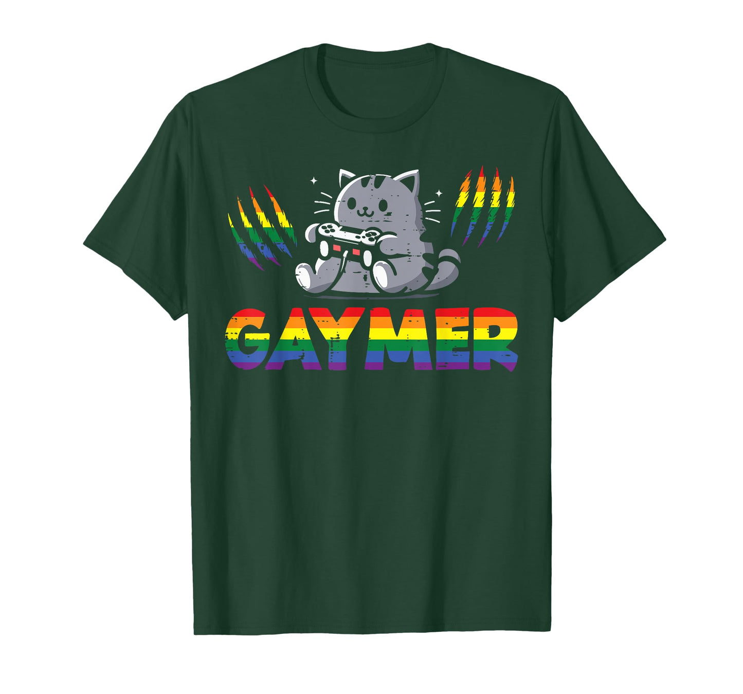 Gay Pride Month Gaymer Cat LGBTQ Ally Gamer Men Boys Kids T-Shirt