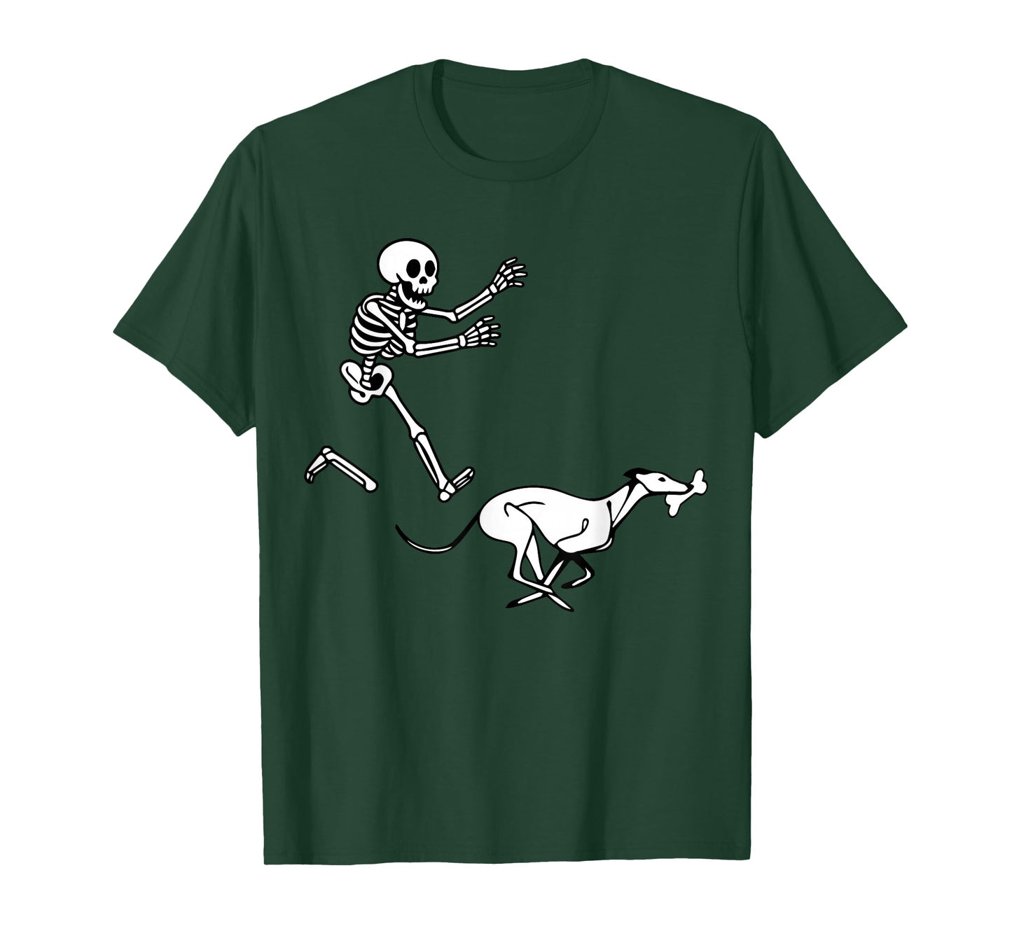 Funny Greyhound Running Skeleton Halloween T-Shirt