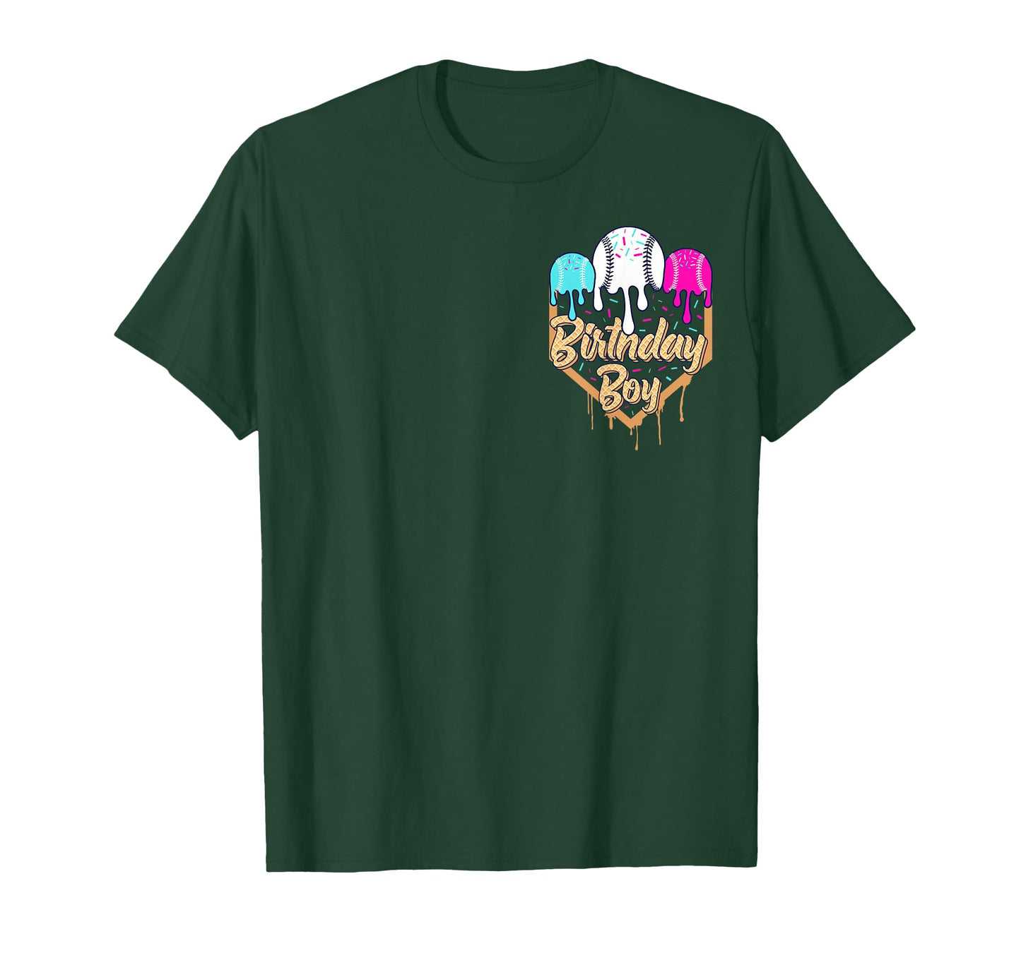 8th Birthday Baseball Ice Cream Drip Sprinkles 8 Year Old T-Shirt