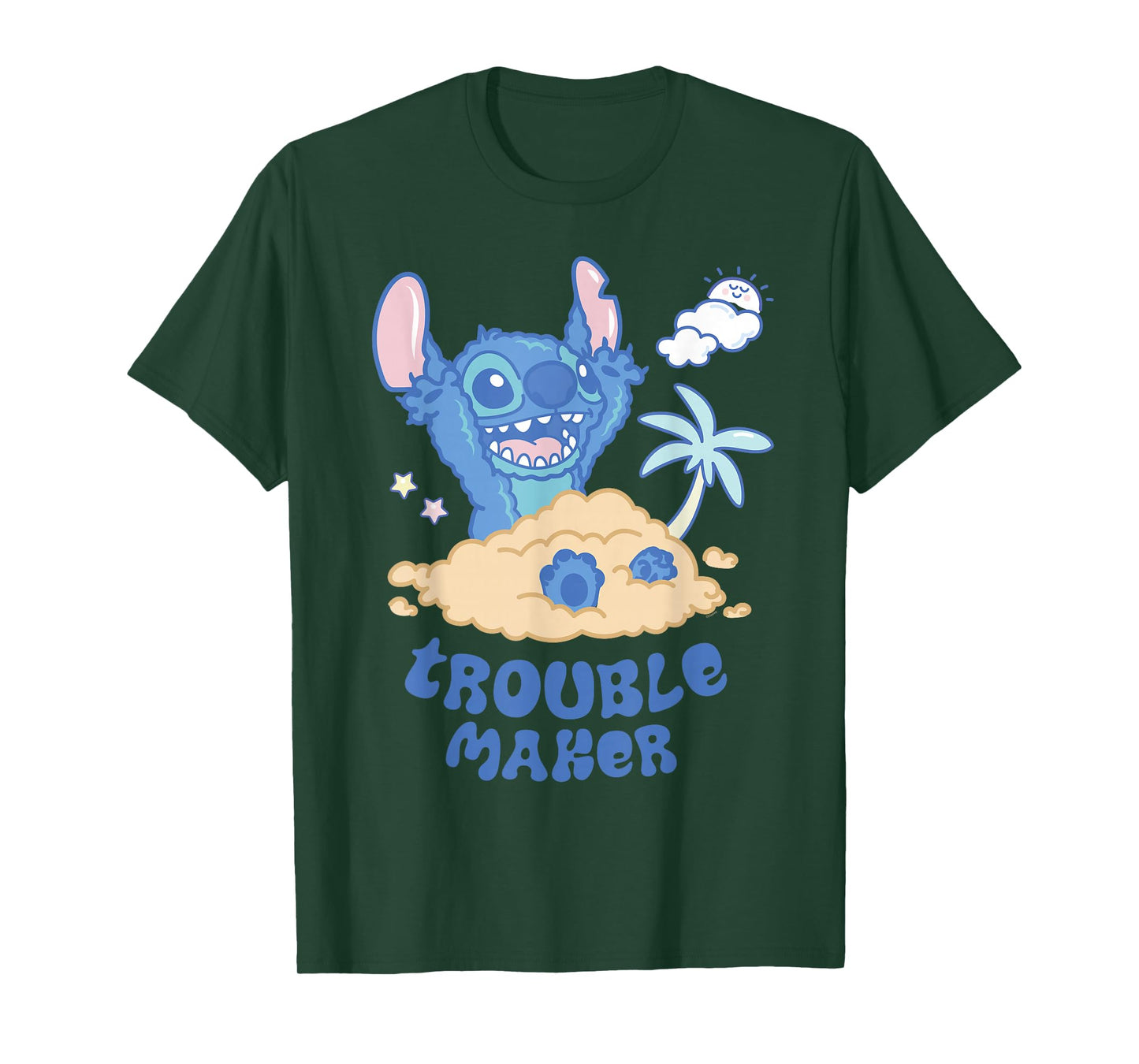 Disney Stitch Fluffy Summer Beach Sand Pile "Trouble Maker" T-Shirt