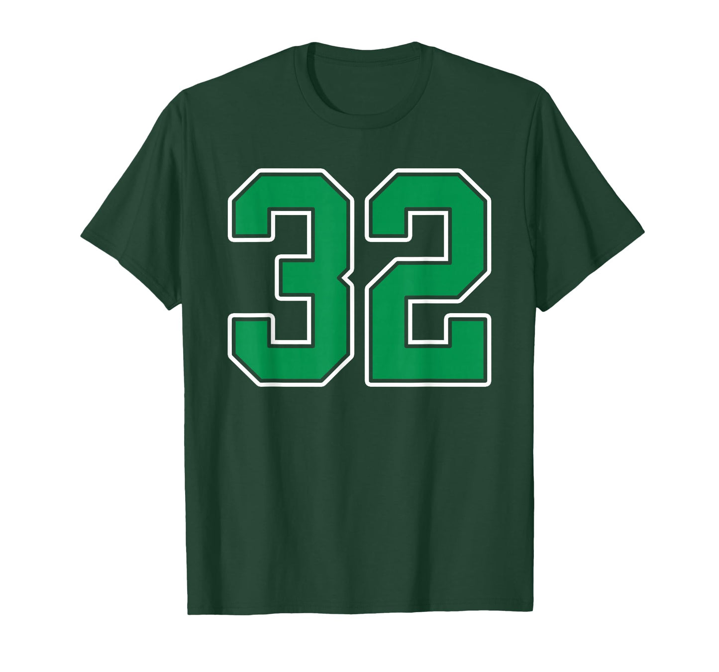 Kelly Green White Number 32 Jersey Player Uniform #32 T-Shirt