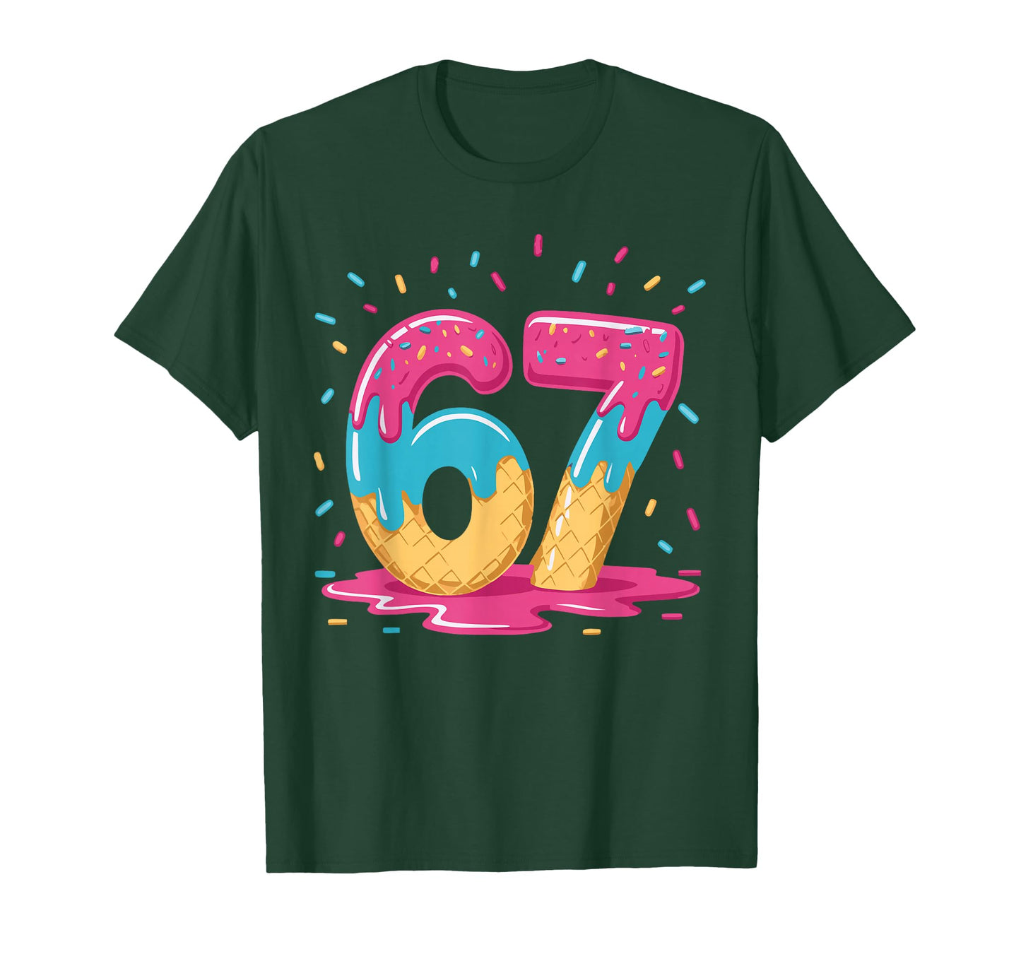 67 Ice Cream Drip Meme Six Seven Gen Alpha Slang T-Shirt