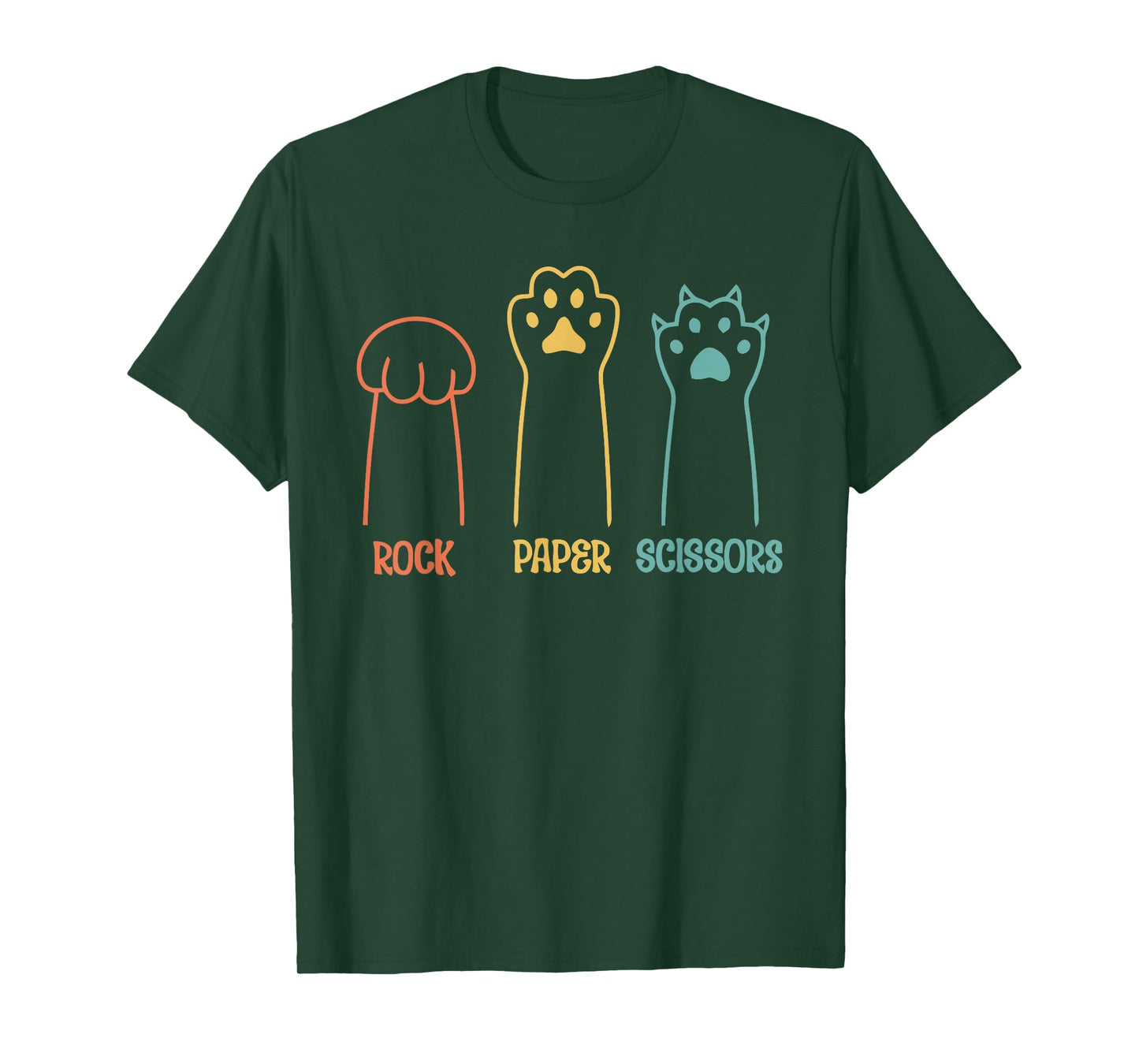 Rock Paper Scissors Cat Paw Humor Hand Game Funny Cat T-Shirt