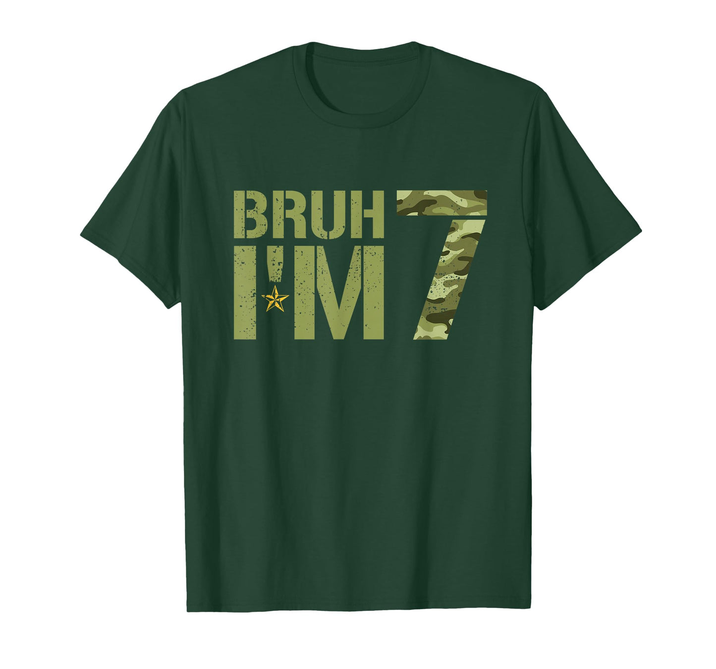 Bruh It's My 7th Birthday I'm 7 Birthday Retro Camo T-Shirt