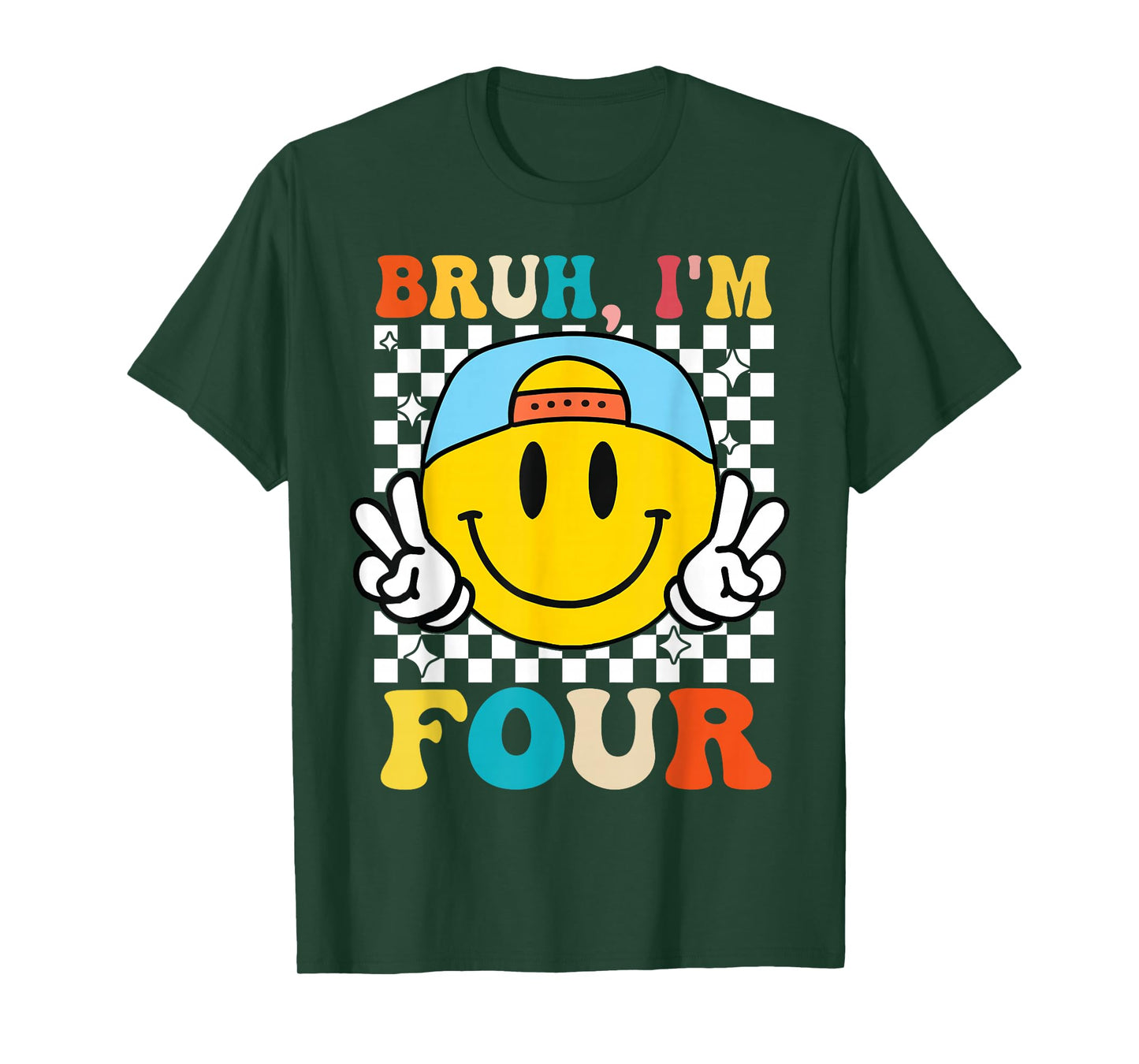 Bruh I'm Four 4 4th Birthday Groovy Boys Girls 4 Years Old T-Shirt