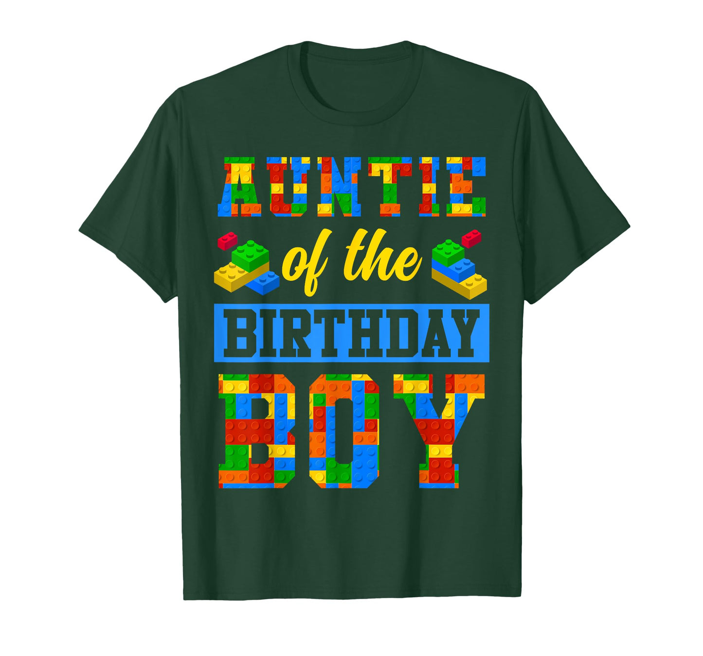 Auntie Of The Birthday Boy Building Block Bday Party T-Shirt