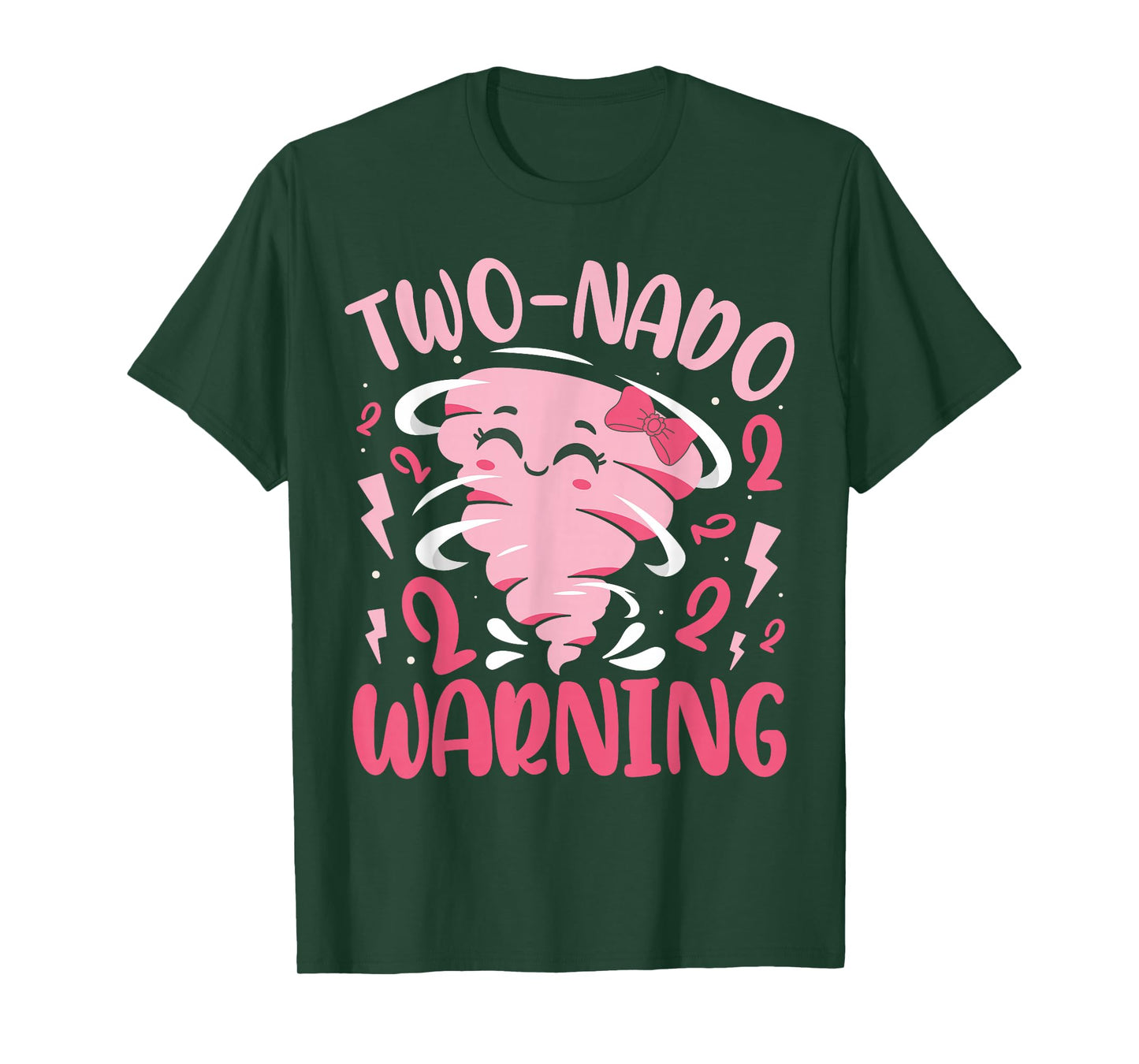 Kids Two-nado Warning 2nd Birthday Pink Tornado Birthday T-Shirt