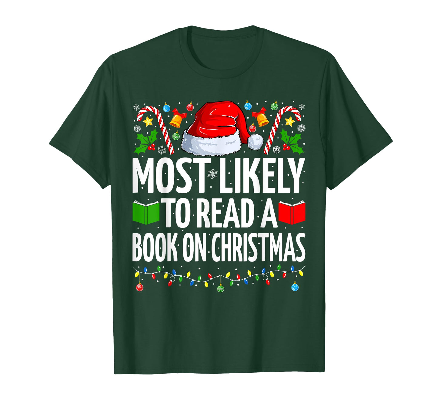 Most Likely To Read A Book On Christmas Book Lover T-Shirt