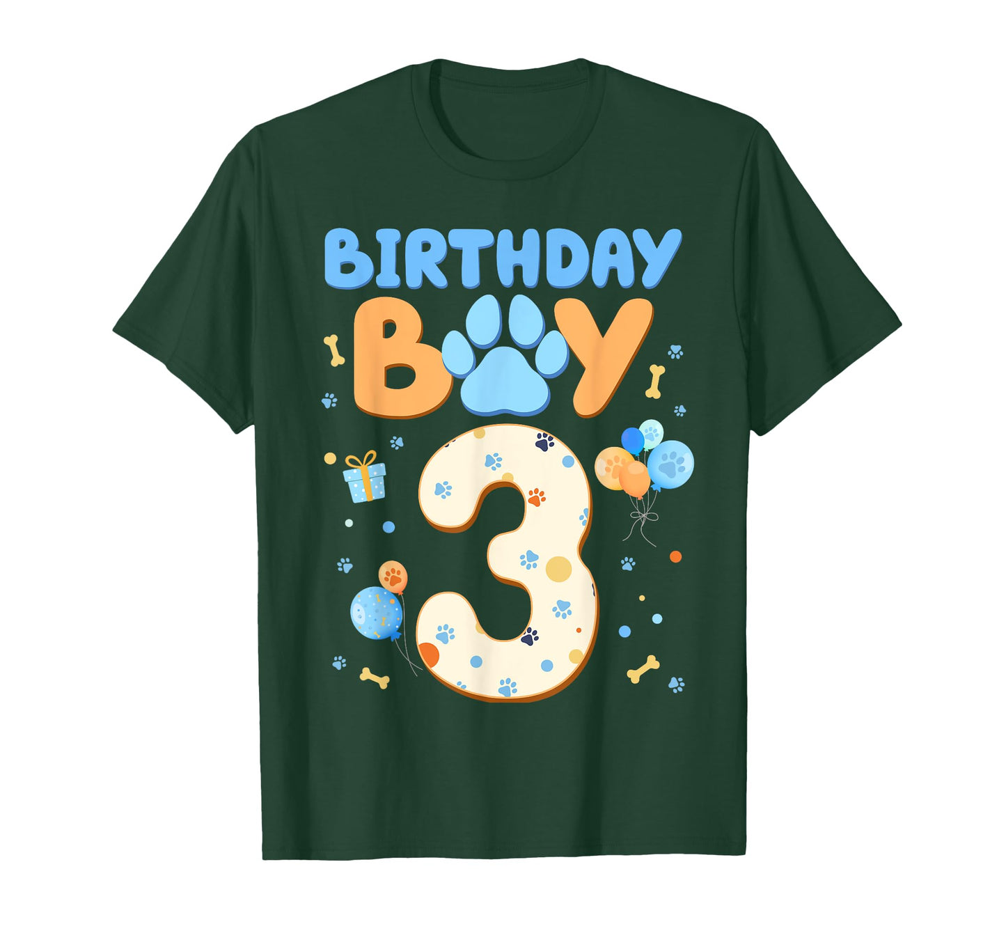 3nd Birthday Boy Blue Dog Theme Party two Cool 3 Year Old T-Shirt