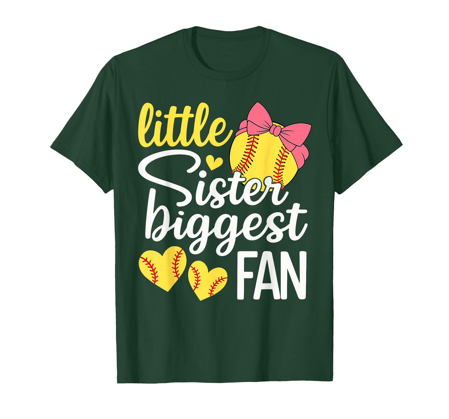 Softball Little Sister Biggest Fan Softball Sister Toddler T-Shirt