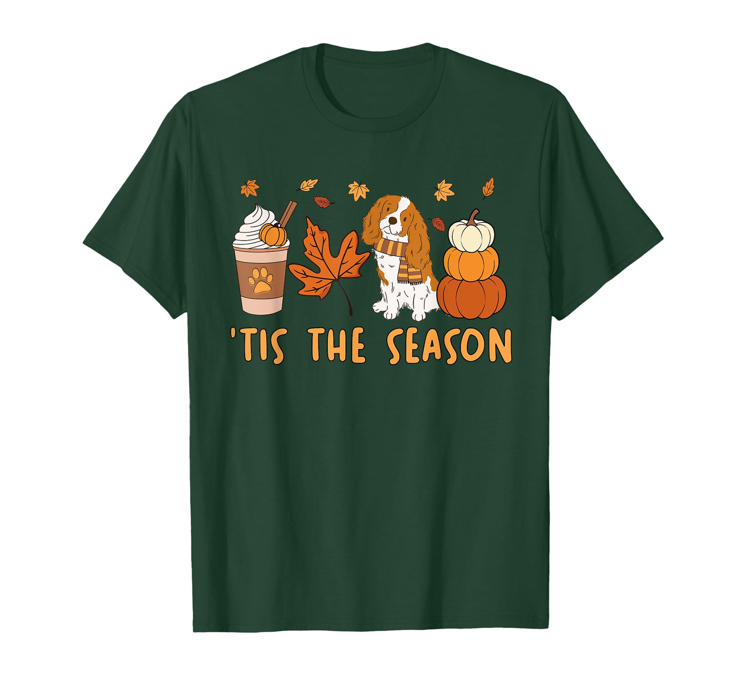 Tis The Season Cavalier King Charles Spaniel Fall Pumpkin T-Shirt