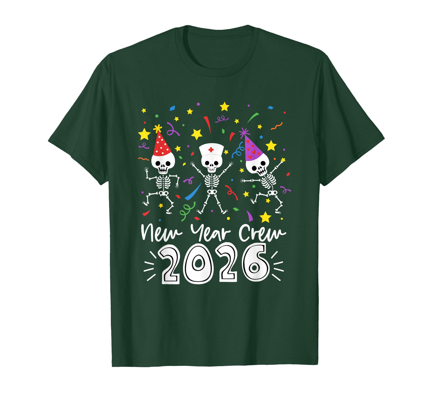 Nurse Dancing Skeleton New Year Crew 2026 Funny ER ICU T-Shirt