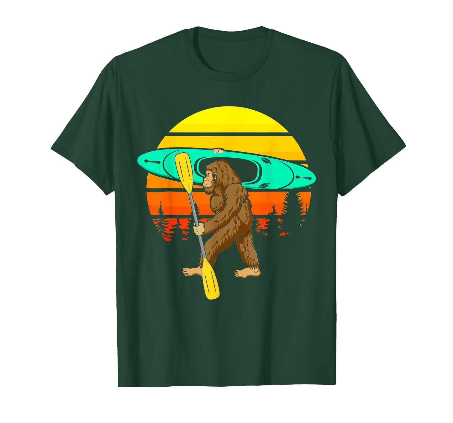 Vintage Sasquatch Bigfoot Go Kayak Funny Kayaking Lover T-Shirt