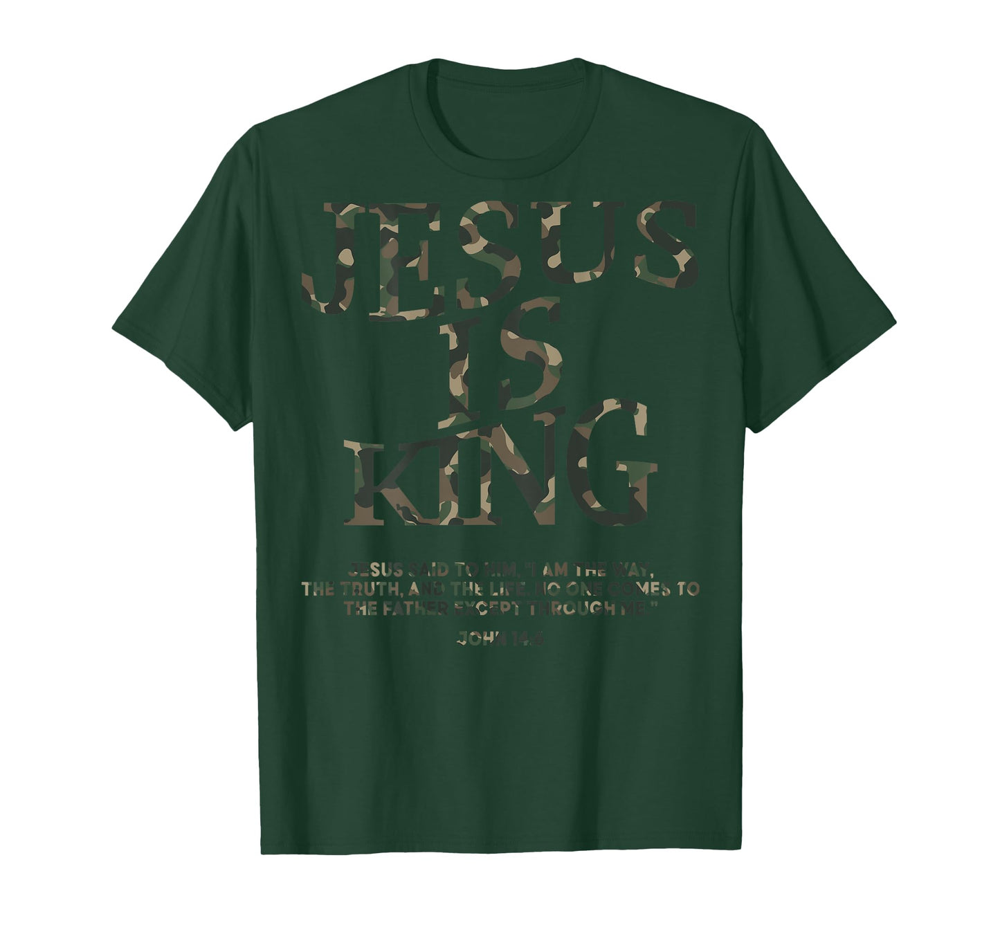 Camo Jesus Is King White Christian Youth Men God Son Brother T-Shirt