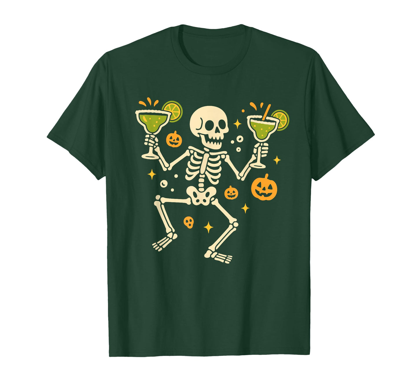 Funny Skeleton Drinking Margaritas Halloween Drinking Party T-Shirt