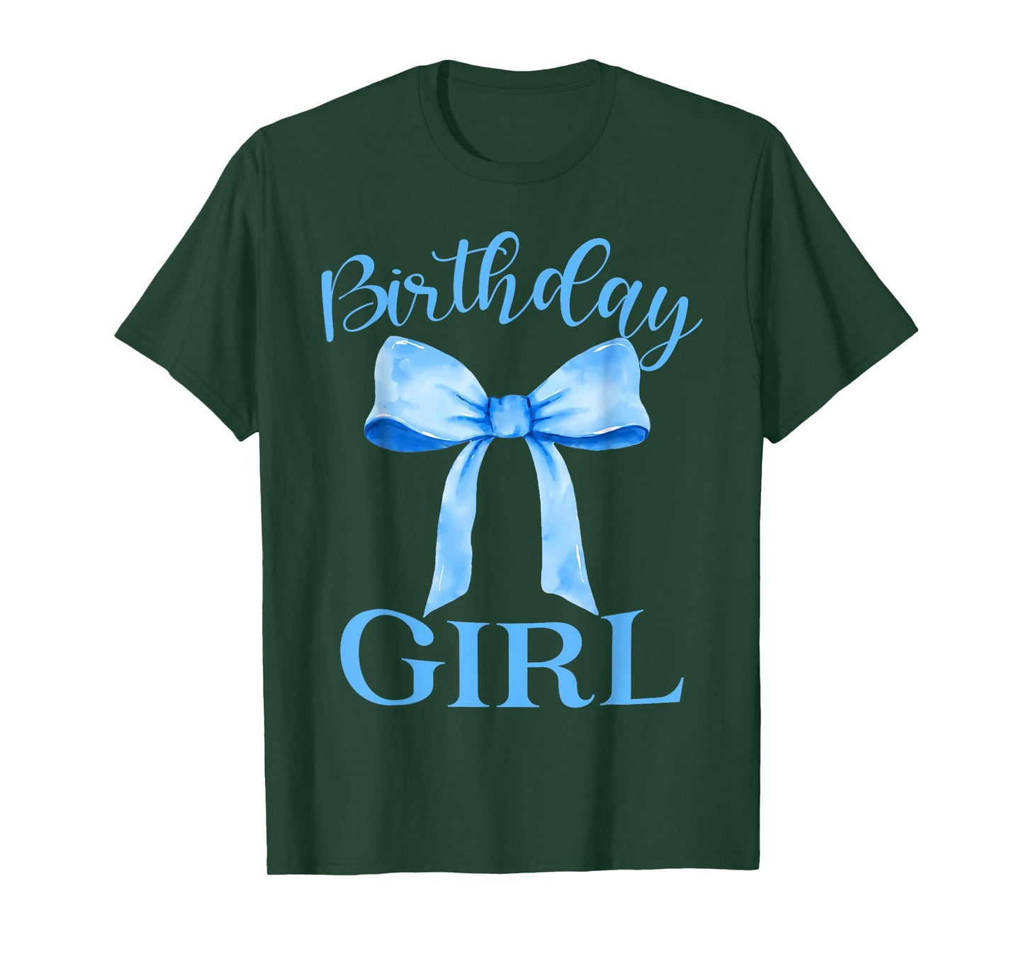 Birthday Girl Blue Coquette Bow Birthday Party Family T-Shirt