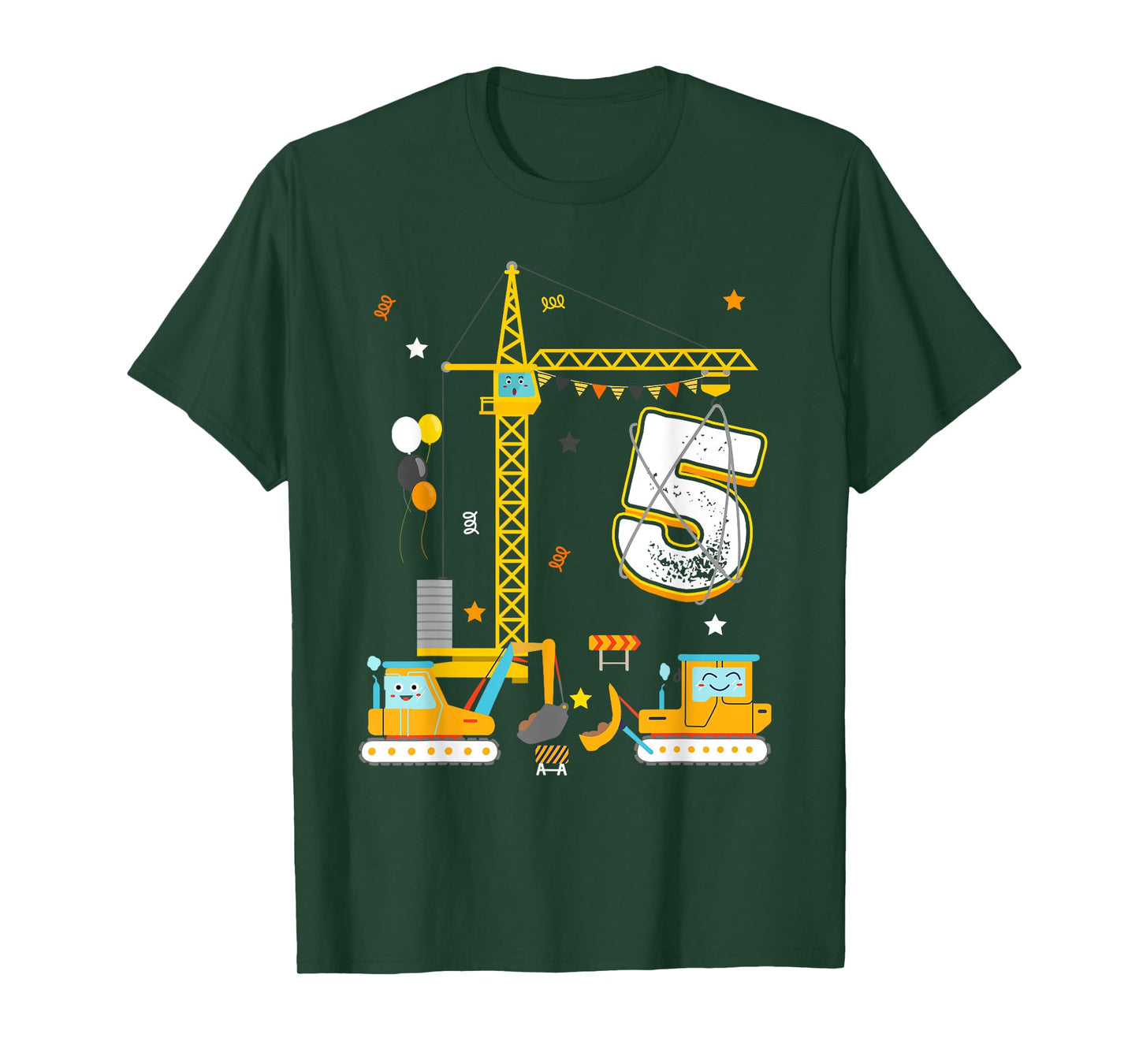 5th Construction Birthday Party Five Year Old Boy 5 Yr T-Shirt
