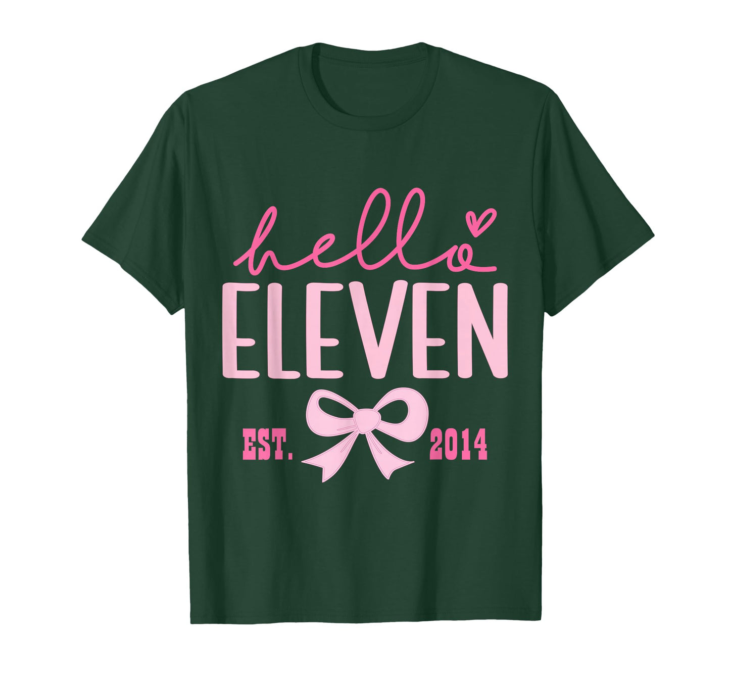 Hello Eleven Est 2014 Pink Coquette Happy 11th Birthday Girl T-Shirt