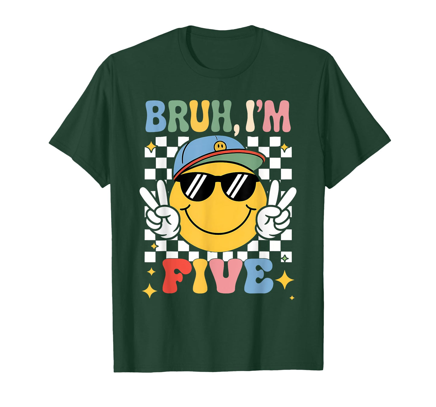 Bruh I'm Five 5 5th Birthday Groovy Boys Girls 5 Years Old T-Shirt