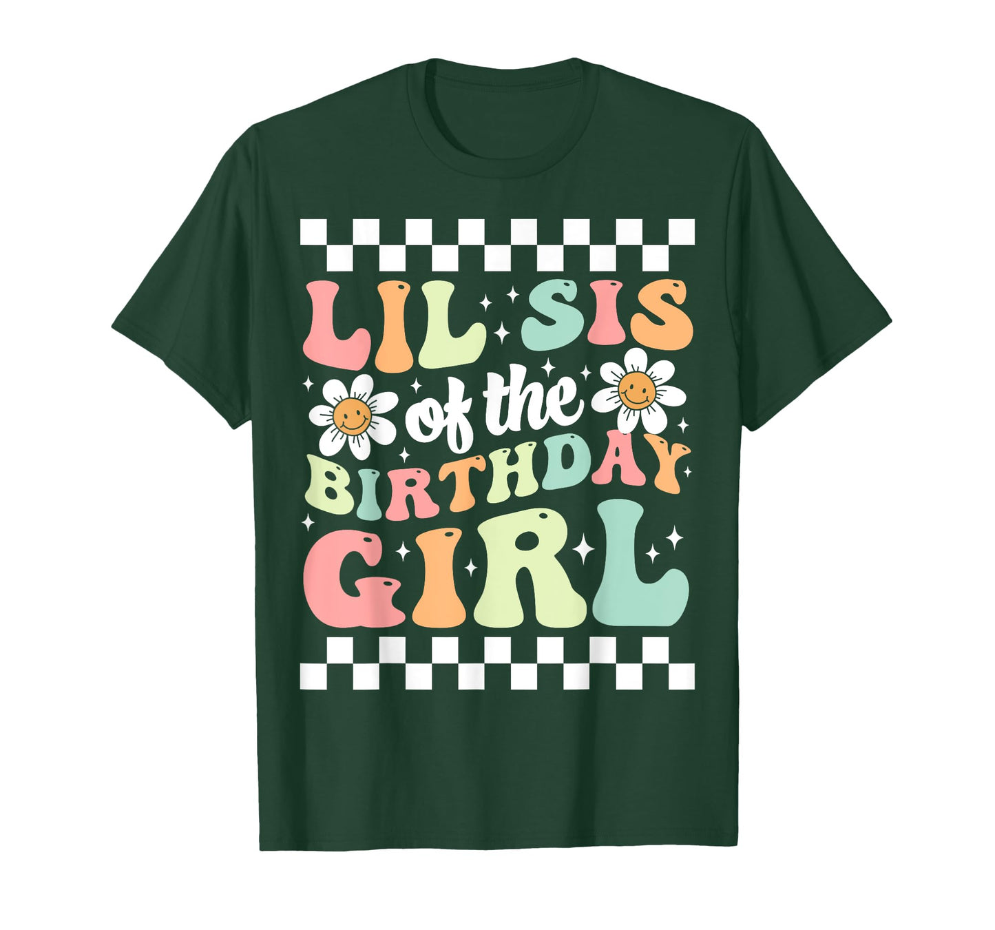 Lil Sis of The Birthday Girl Family Groovy Birthday Party T-Shirt