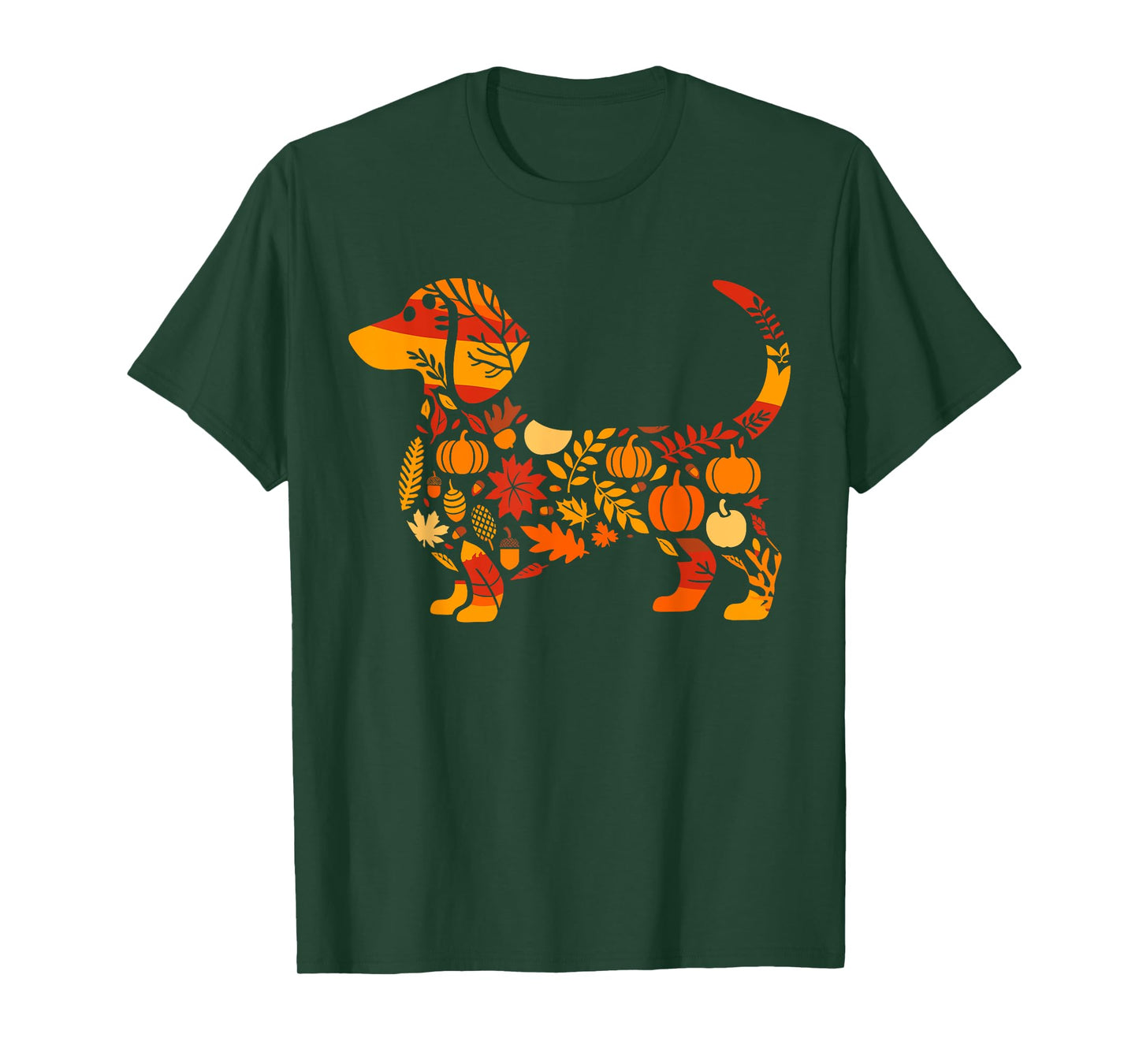 Autumn Pumpkin Fall Dachshund Thanksgiving Womens Mens Kids T-Shirt