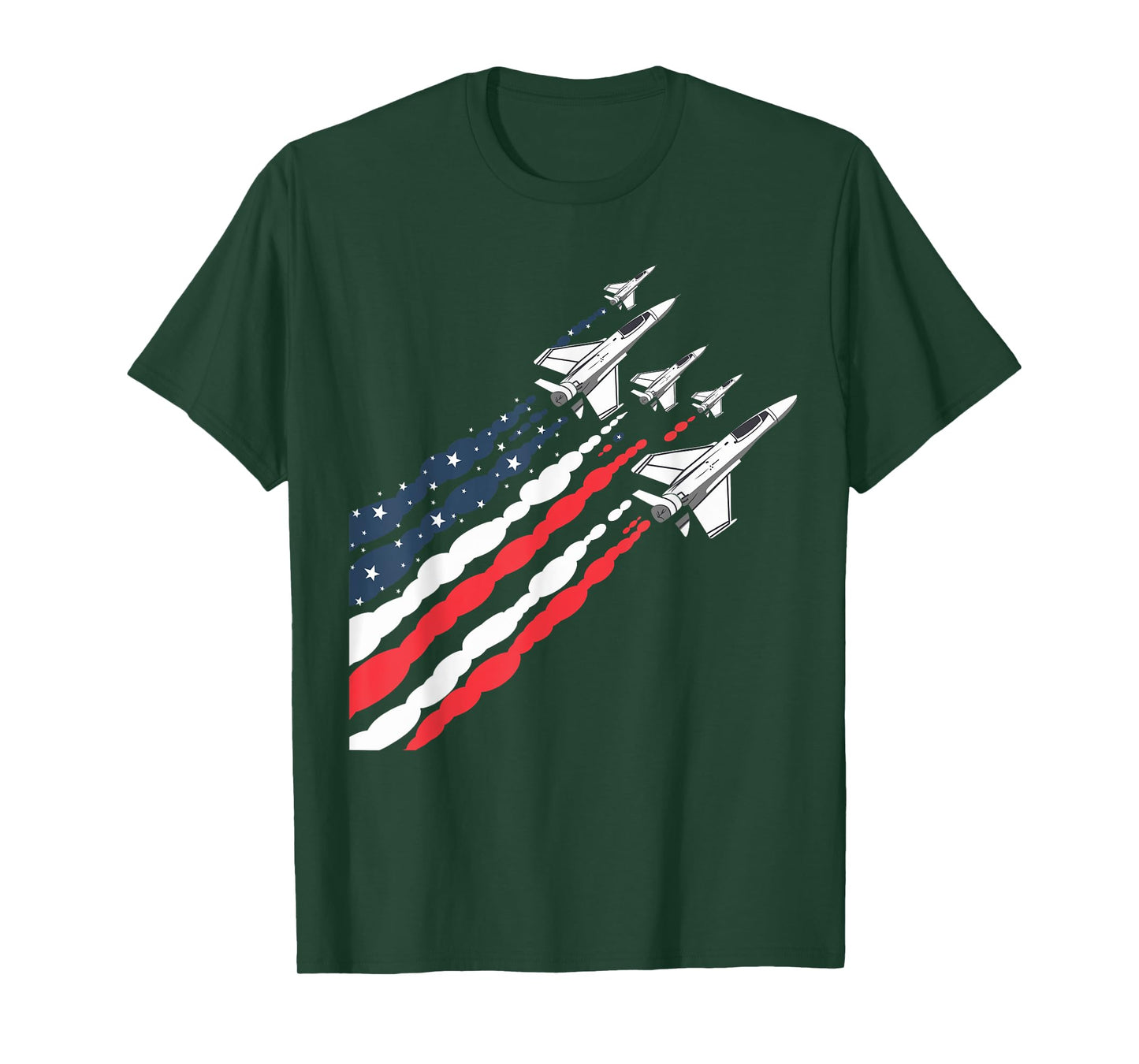 Patriotic Fighter Jet Airplane American Flag Vintage T-Shirt for Women Girls Kids Men