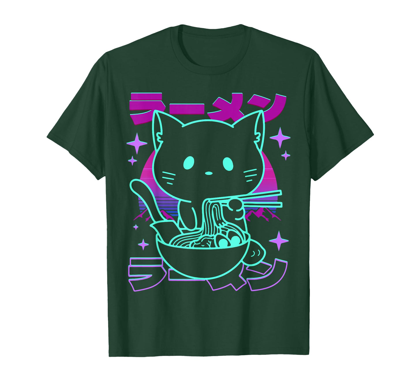 Anime Ramen Cat Retro Japanese Noodles Aesthetic Kawaii cat T-Shirt