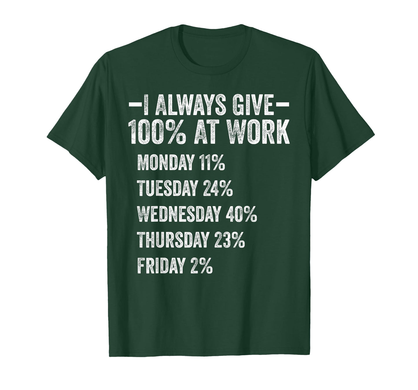 I Always Give 100% at Work Funny Work Quotes Humor Sarcastic T-Shirt