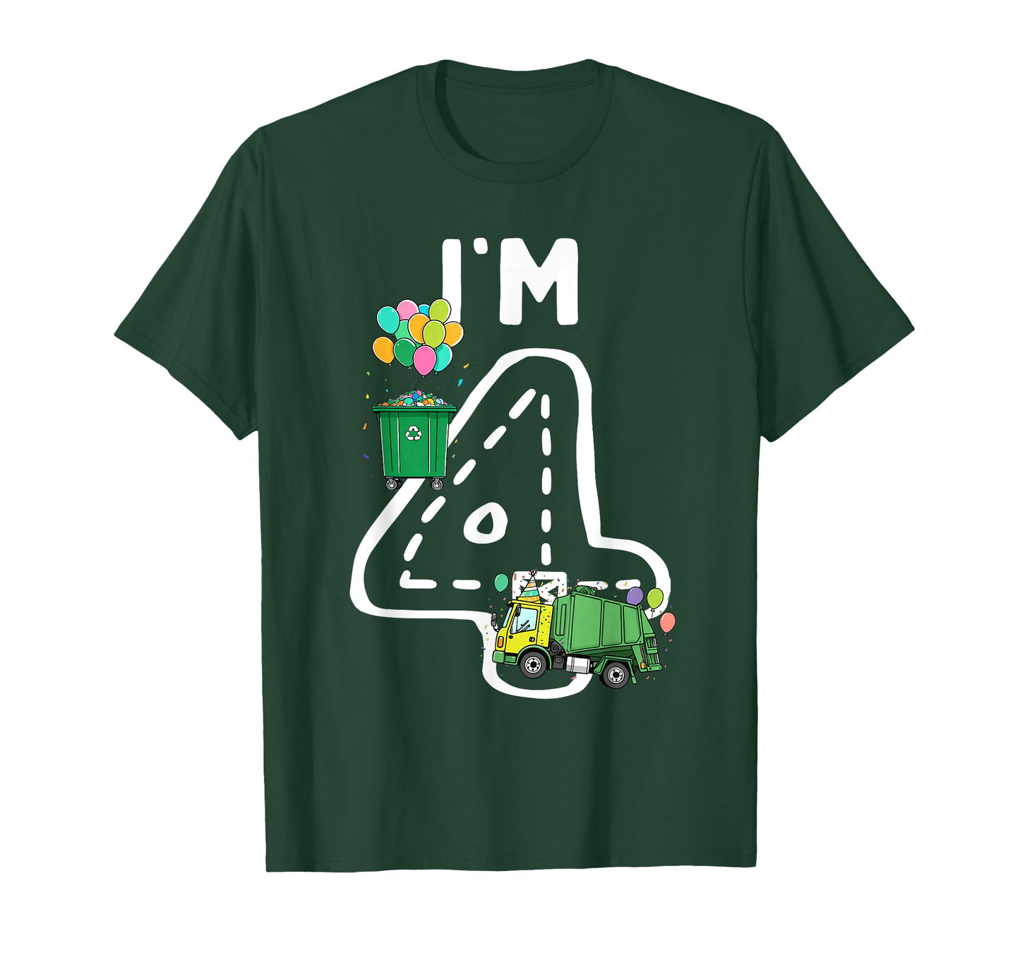 I'm 4 Four Years Old Garbage Truck 4th Birthday Boy Kids T-Shirt