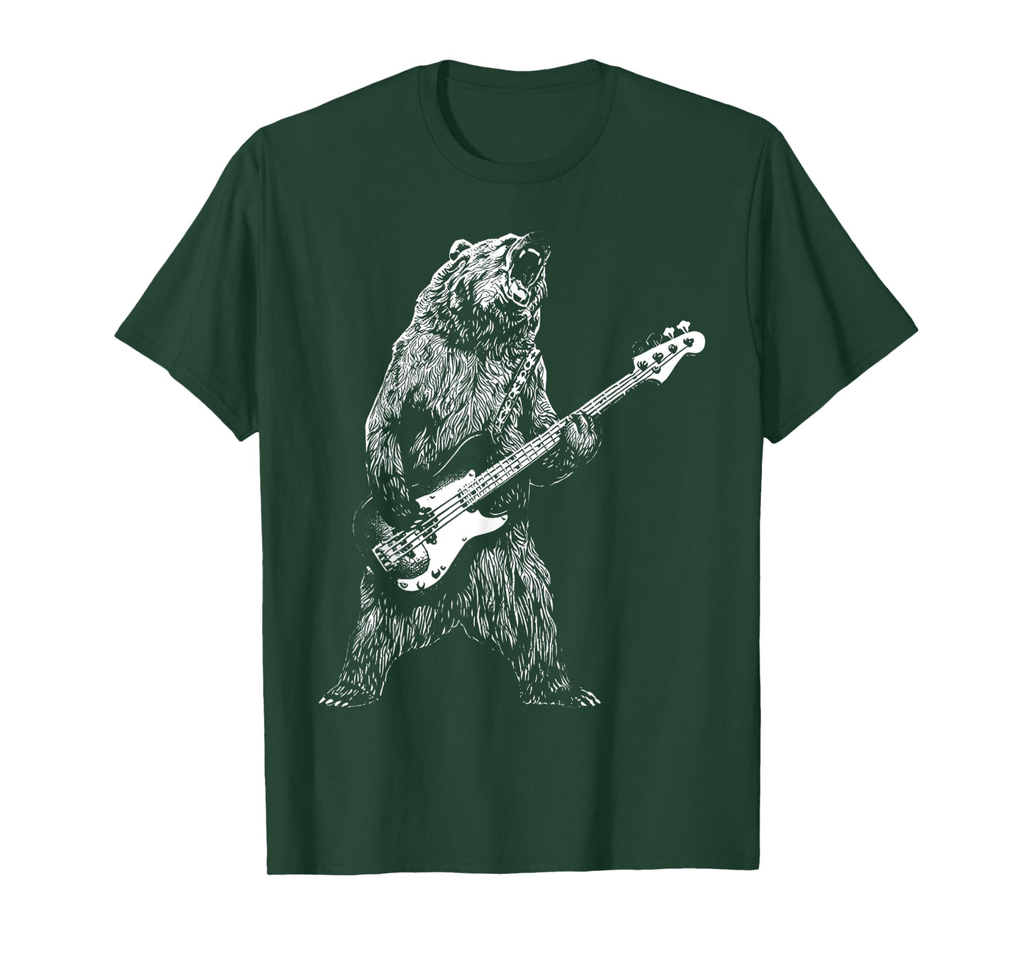 Bear Playing Bass Guitar Shirt for Men Animal Playing Guitar T-Shirt