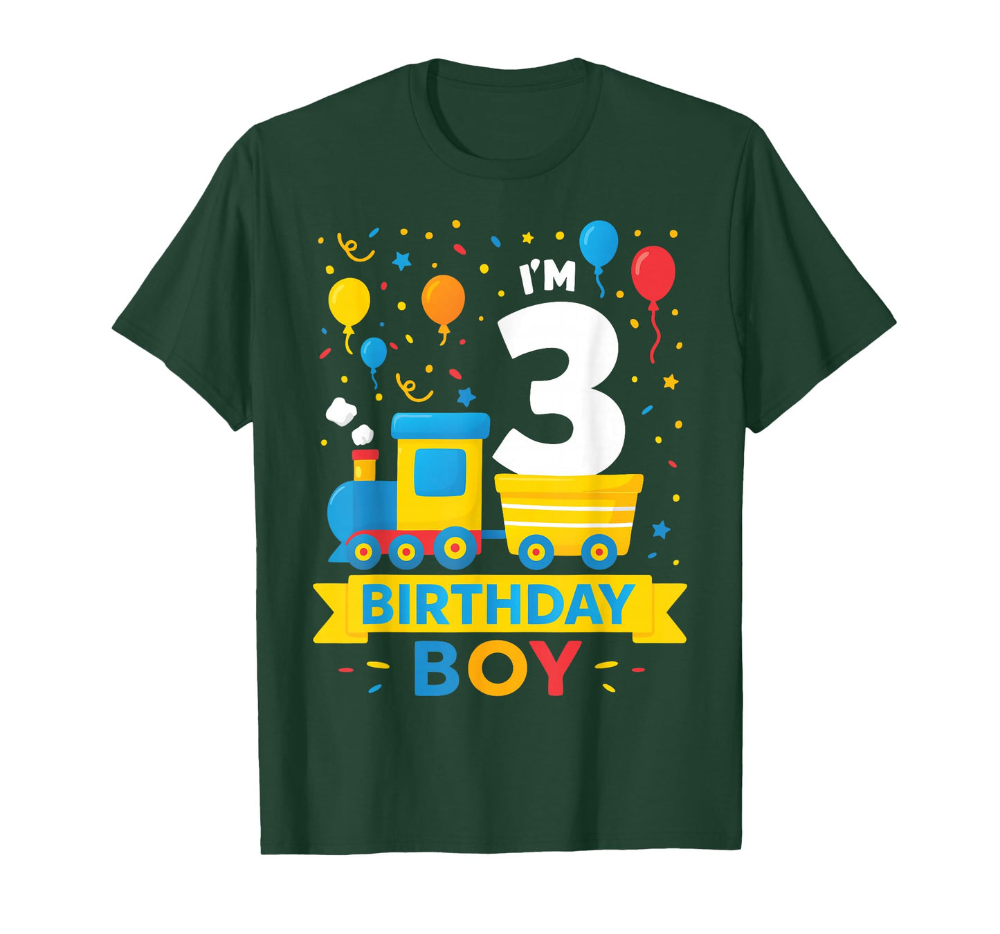 Three 3yr 3rd Kids Boys Girls Train Birthday Boy 3 Years Old T-Shirt
