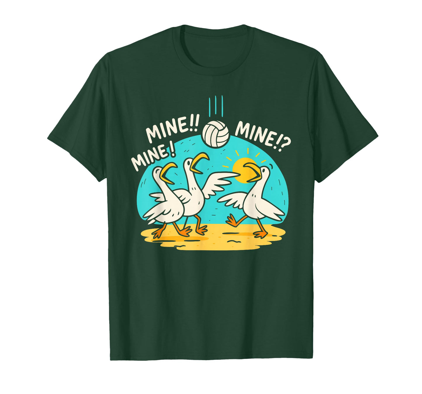 Funny Bird Playing Volleyball Mine Game Day Vibes Sports T-Shirt