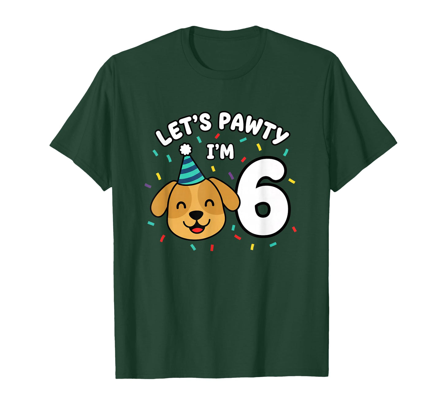 Dog Birthday Let's Pawty I'm 6 Puppy Party Design T-Shirt