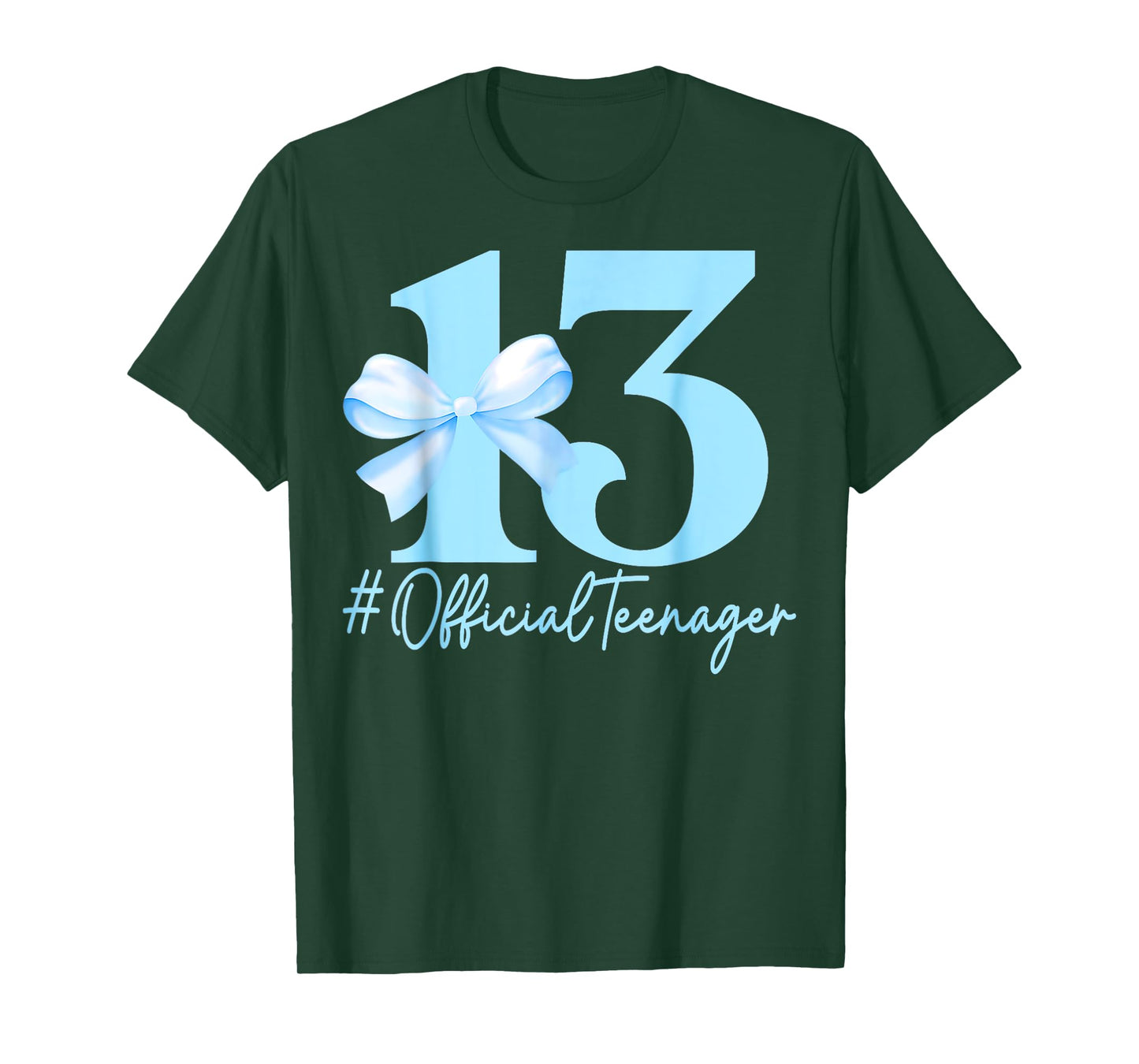 13th Birthday Girl Blue Coquette Bow Official Teenager Girls T-Shirt