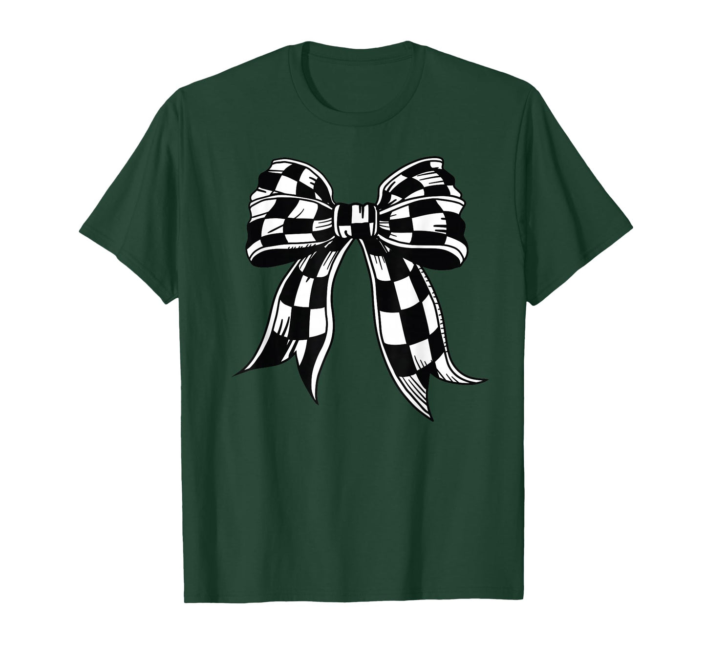 Checkered Bow Tie Flag Automobile Motor Race Car Racing team T-Shirt