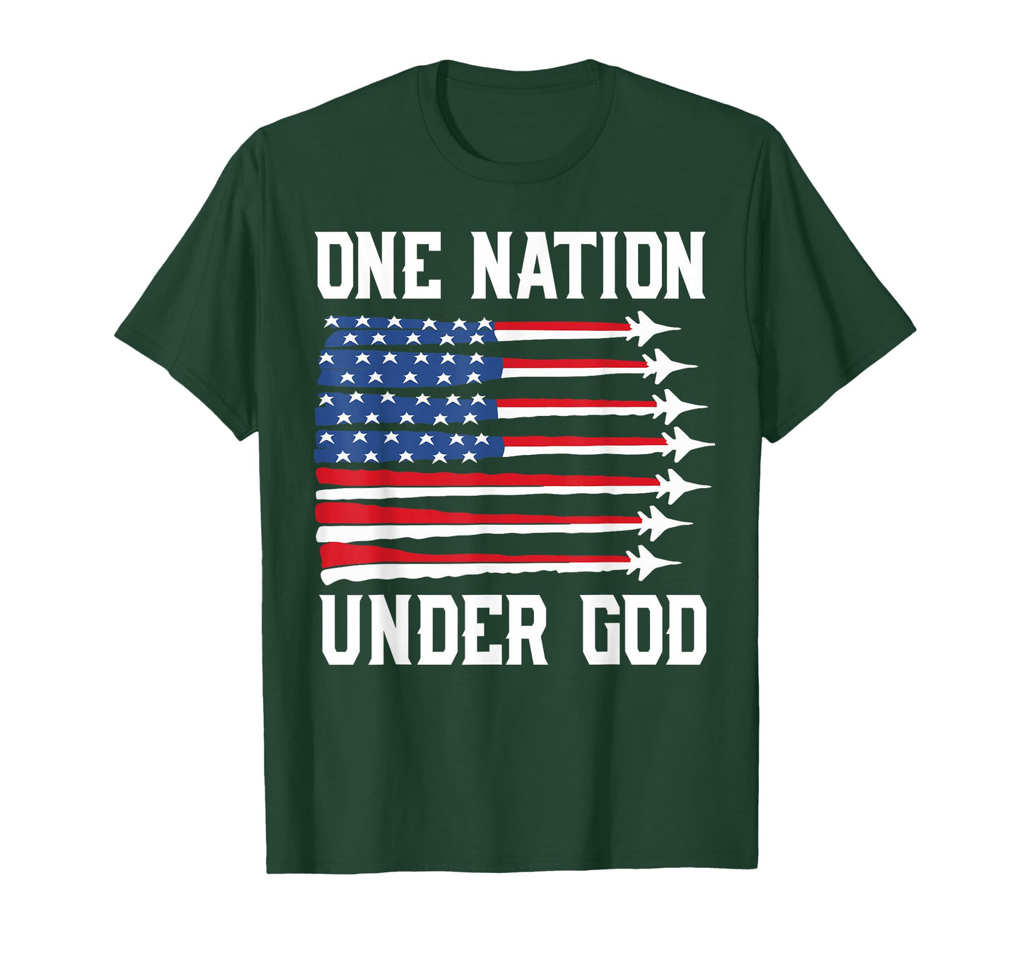 Boy 4th July One Nation Under God USA Fighter Jet Patriotic T-Shirt